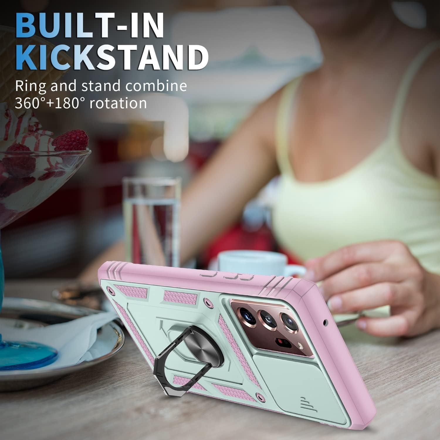 Funda PASNEW para Samsung Galaxy Note20 Ultra 5G Verde/Rosa