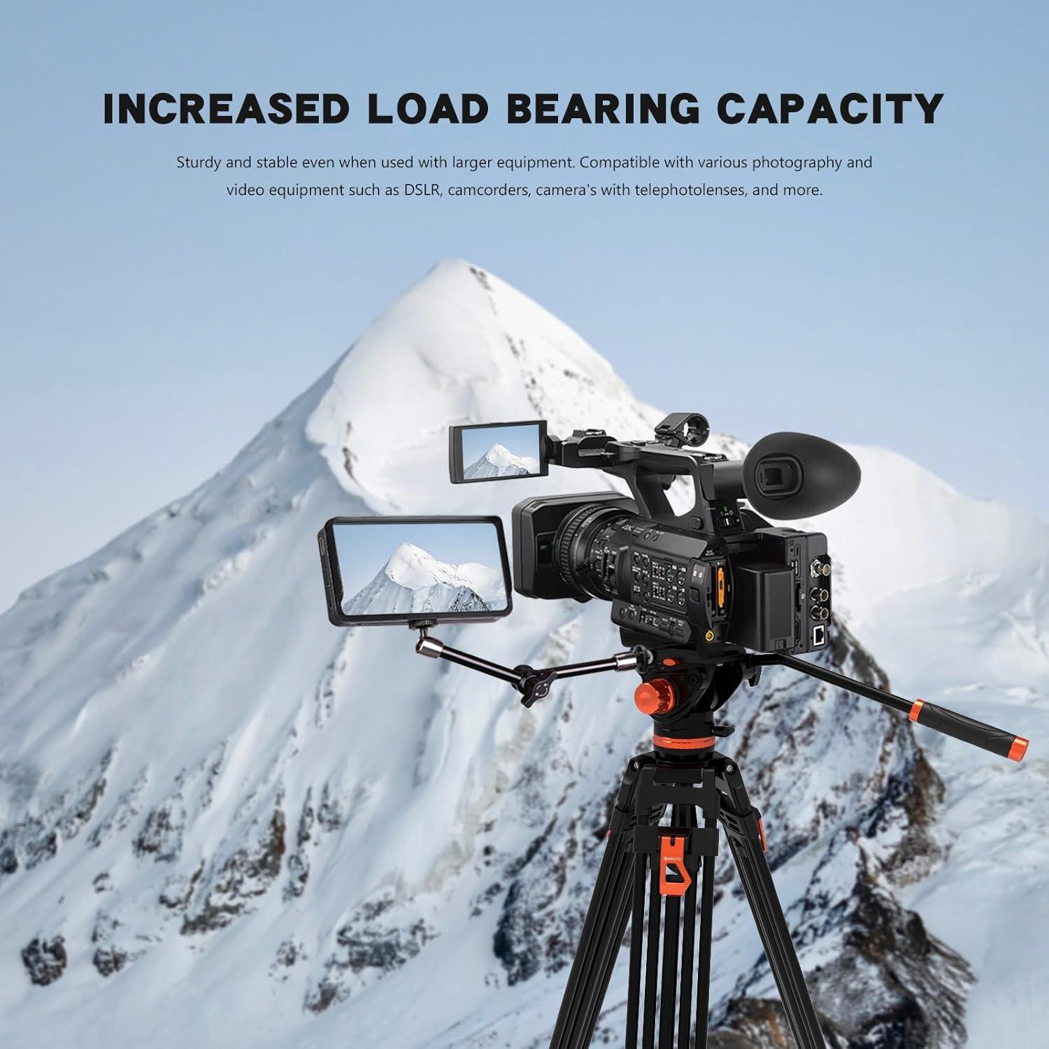 Trípode GEEKOTO de Aluminio 182.88 cm con Cabezal Fluido K3