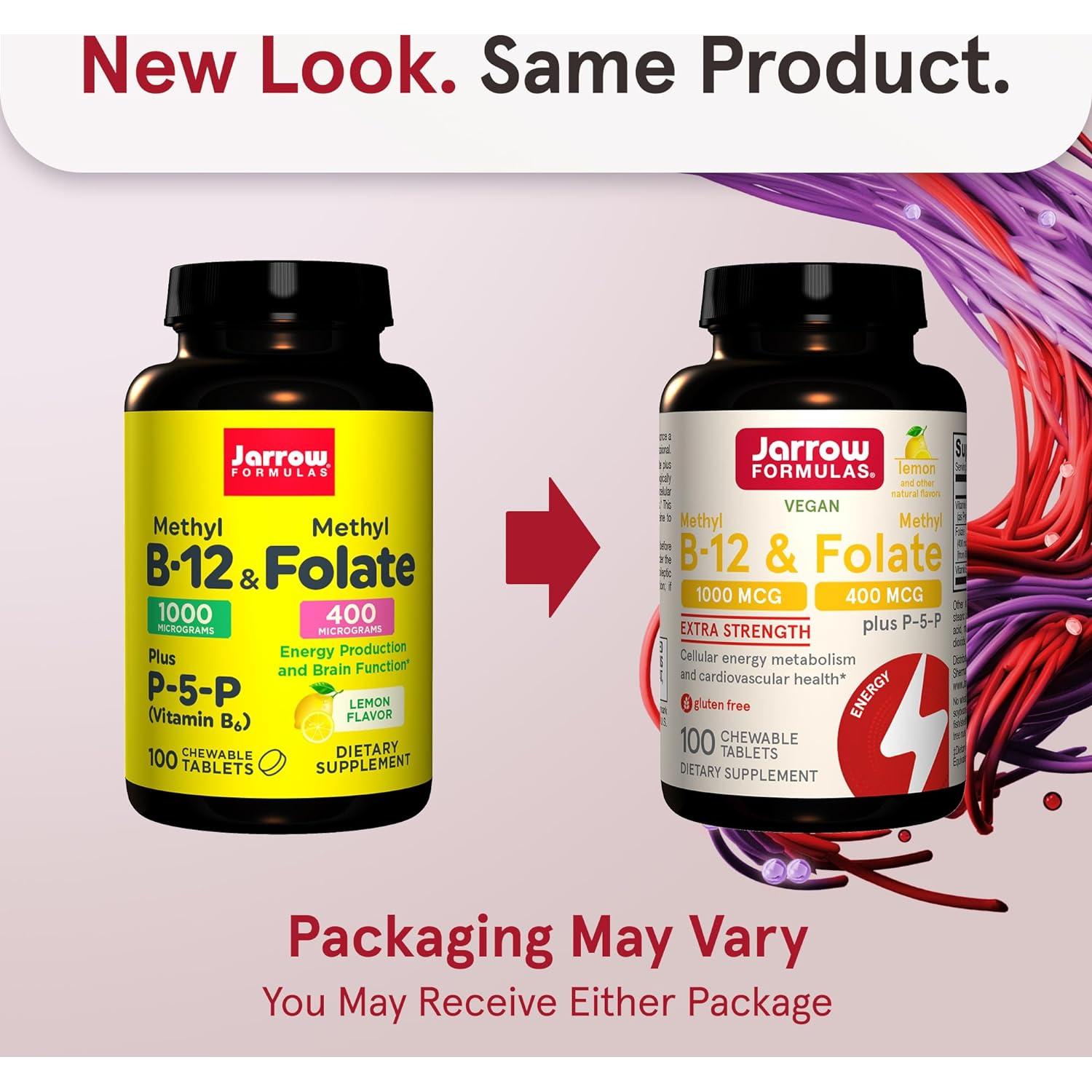 Suplemento Jarrow Formulas Metil B-12 1000 mcg y Folato 400 mcg