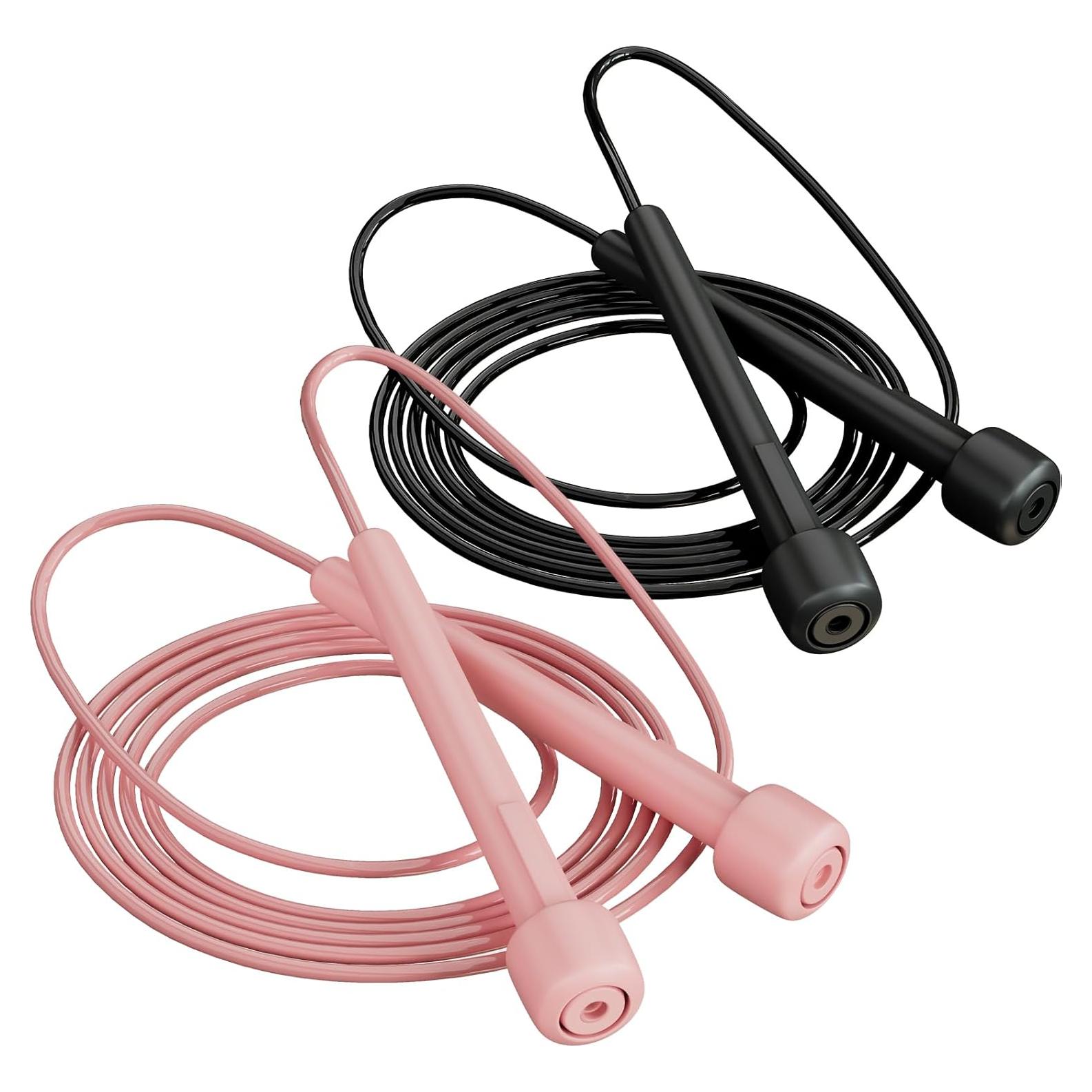 Cuerda de Saltar Ajustable POCFOINY PVC 279.4 cm - Negro/Rosa