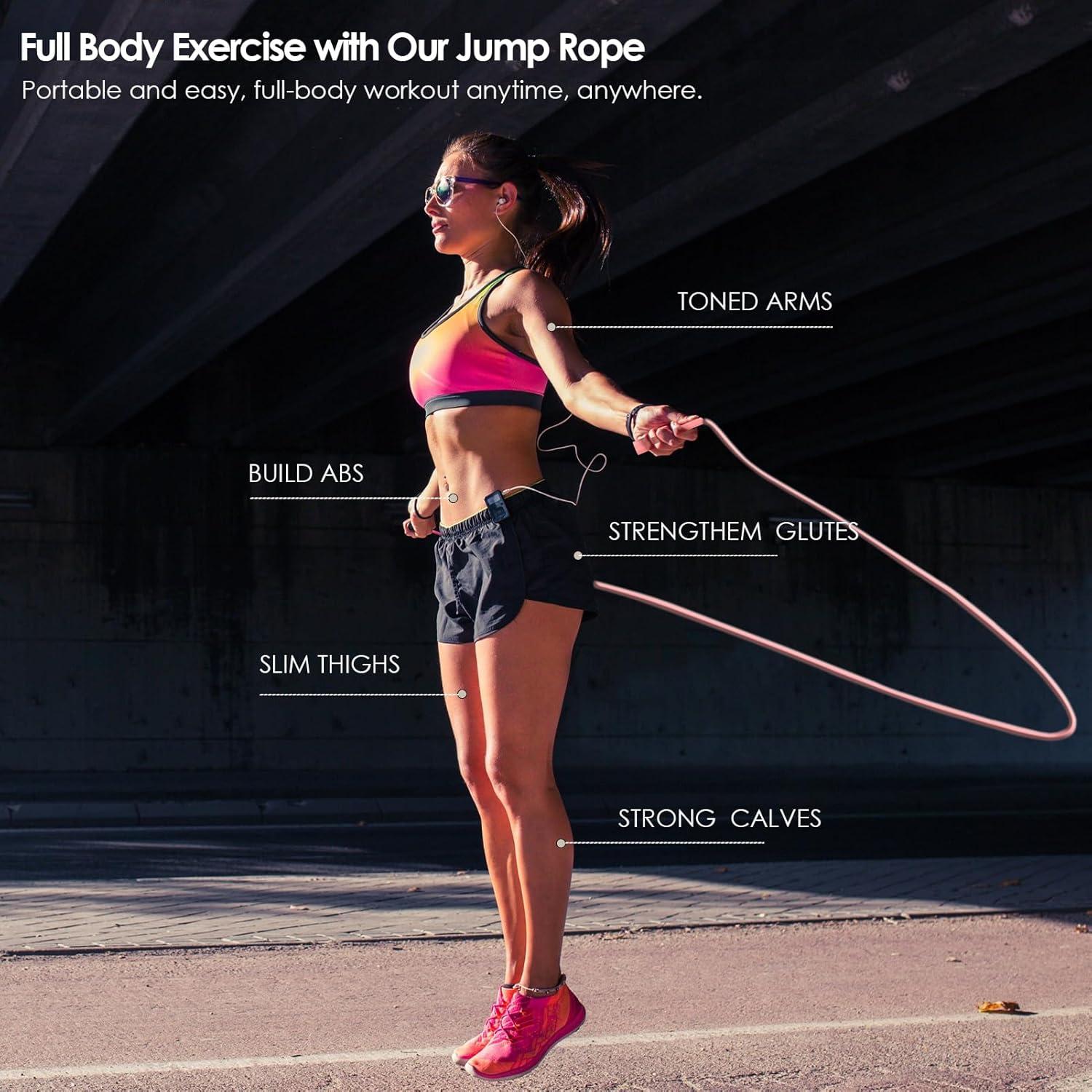 Cuerda de Saltar Ajustable POCFOINY PVC 279.4 cm - Negro/Rosa