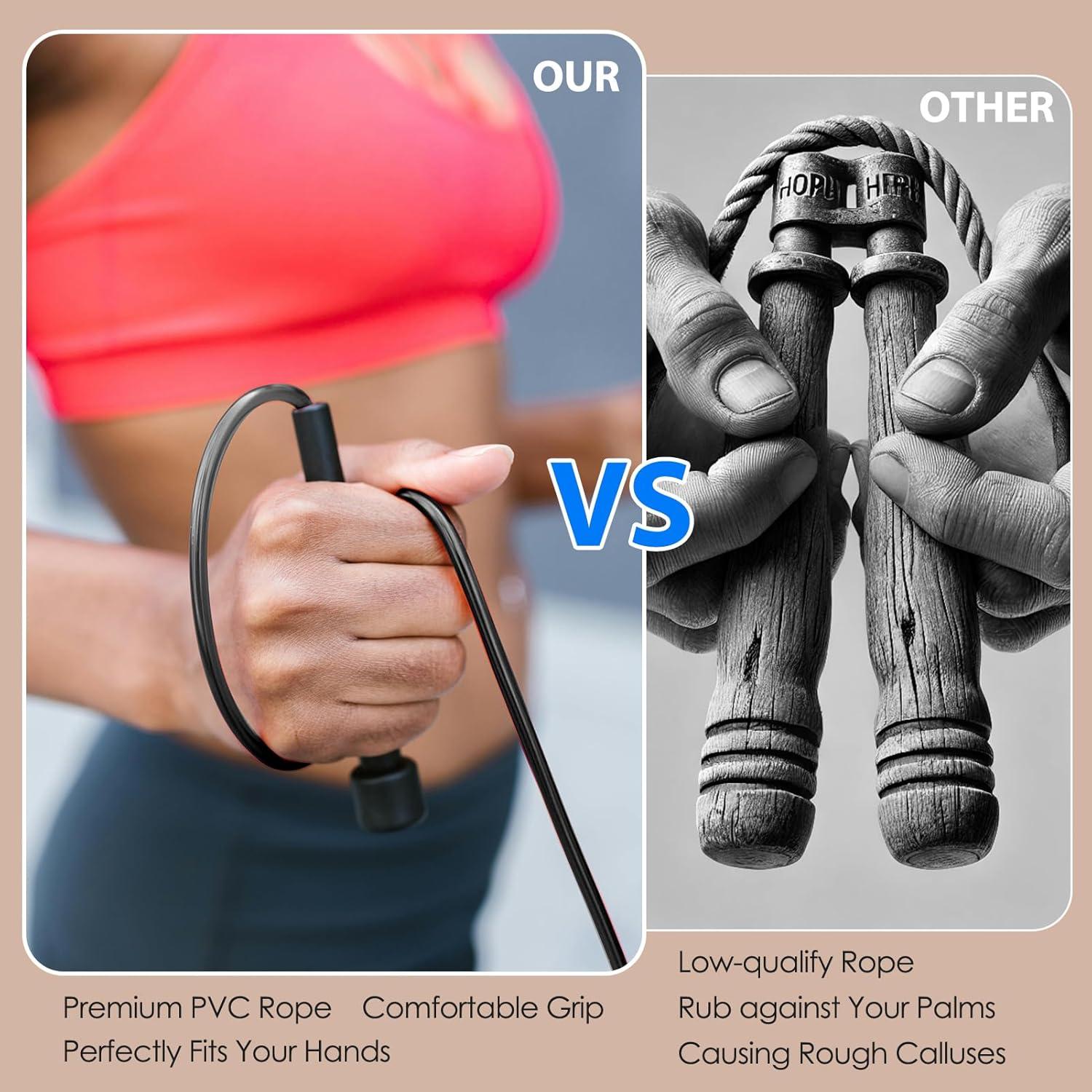 Cuerda de Saltar Ajustable POCFOINY PVC 279.4 cm - Negro/Rosa