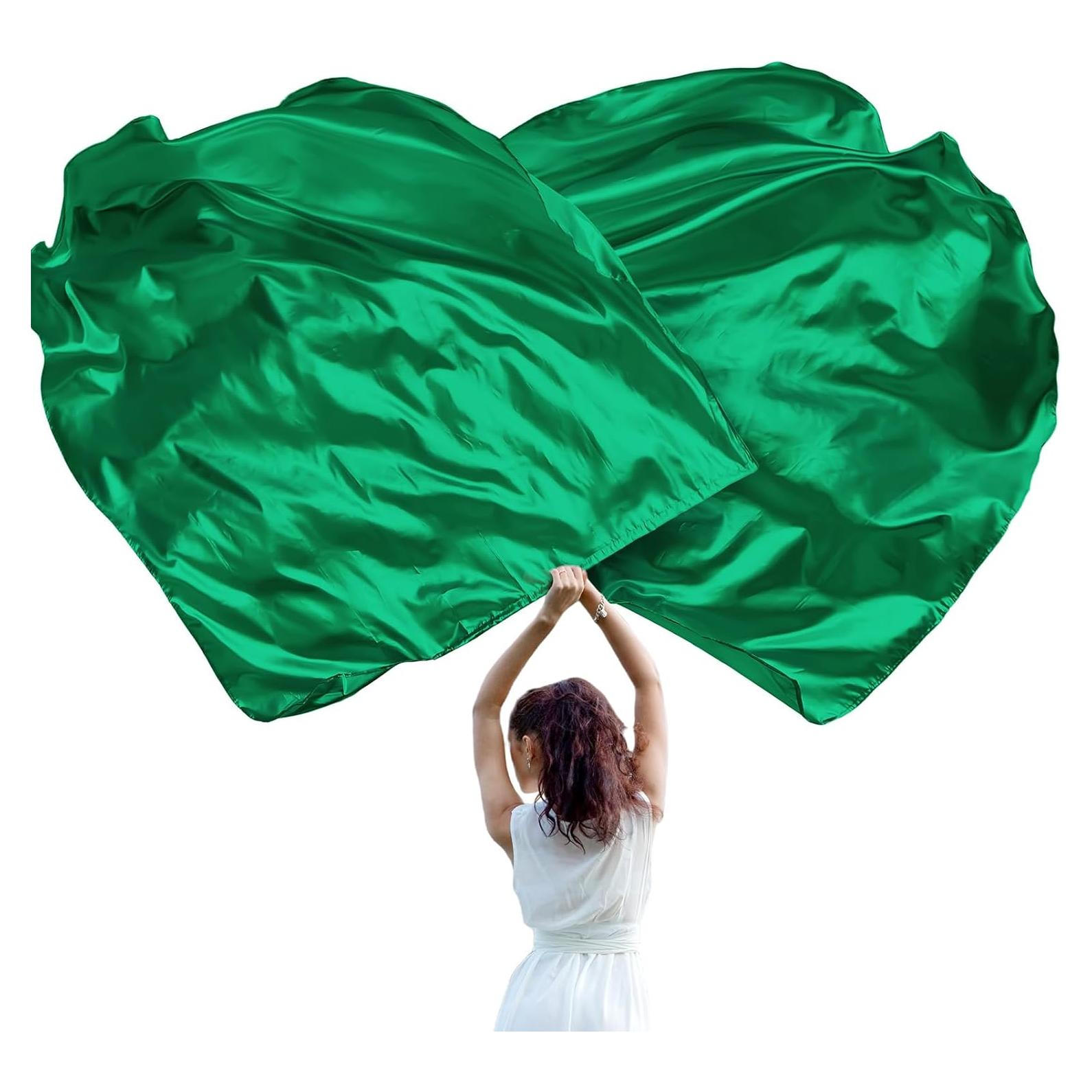 Jetec Banderas de Alabanza para Danza 140 cm Verde - 2 Set