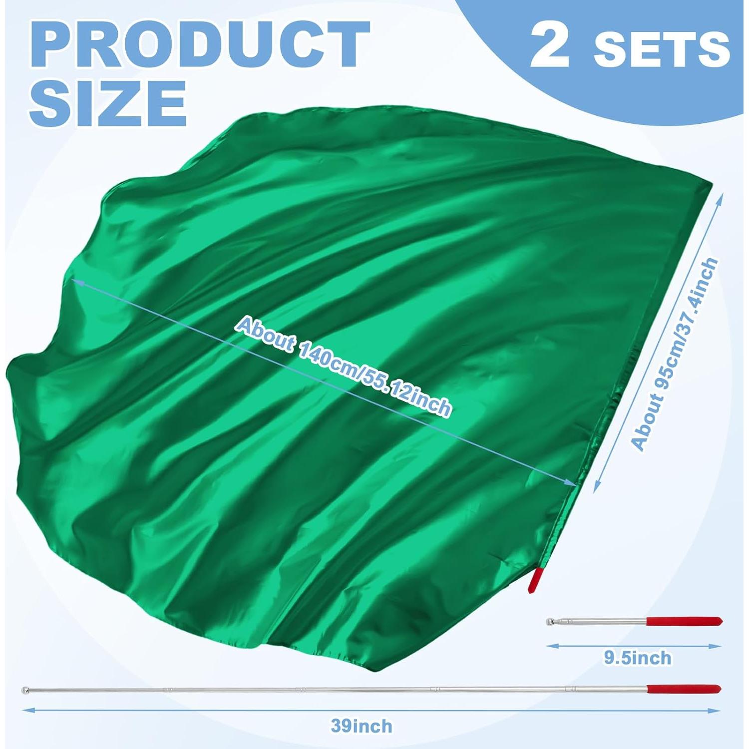 Jetec Banderas de Alabanza para Danza 140 cm Verde - 2 Set