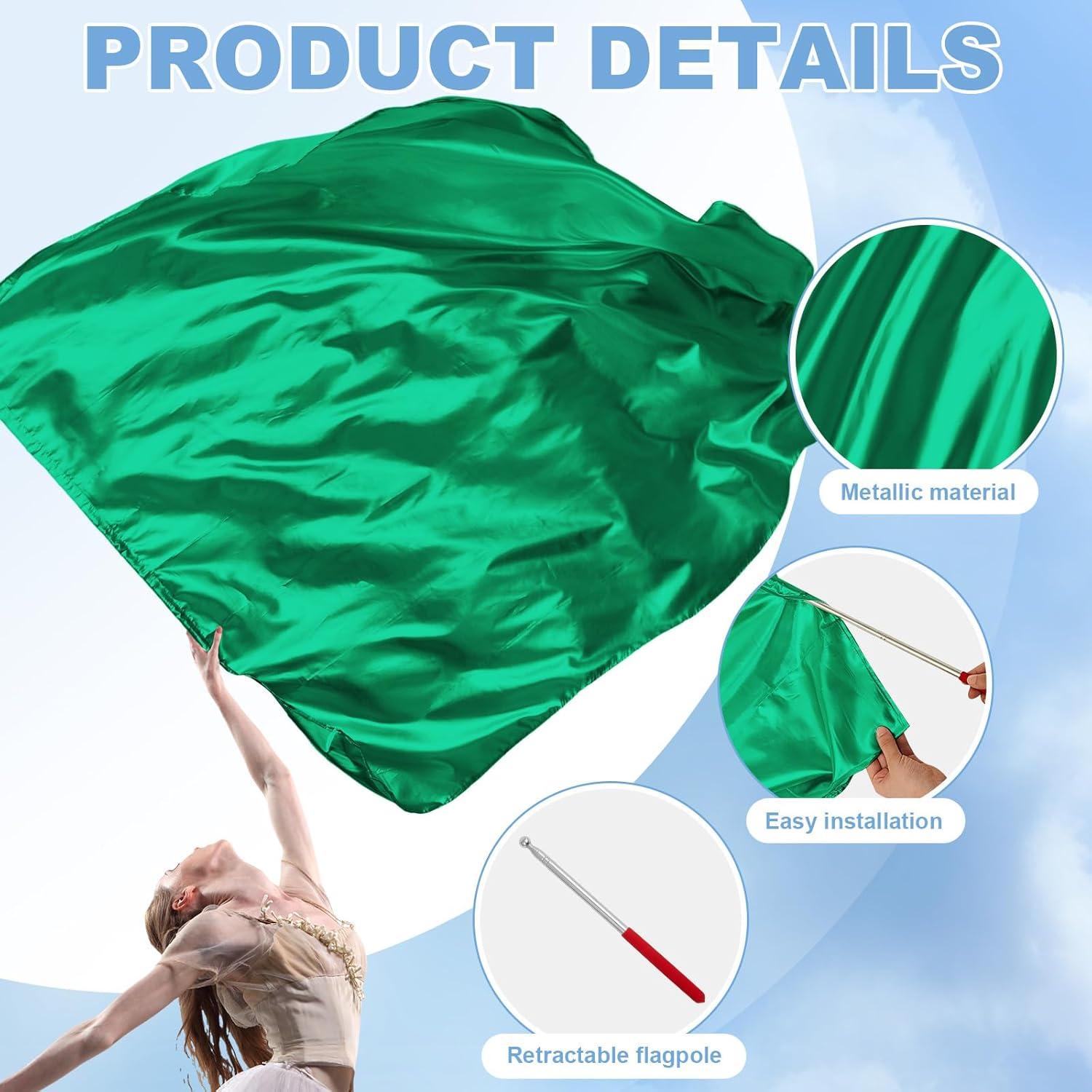 Jetec Banderas de Alabanza para Danza 140 cm Verde - 2 Set