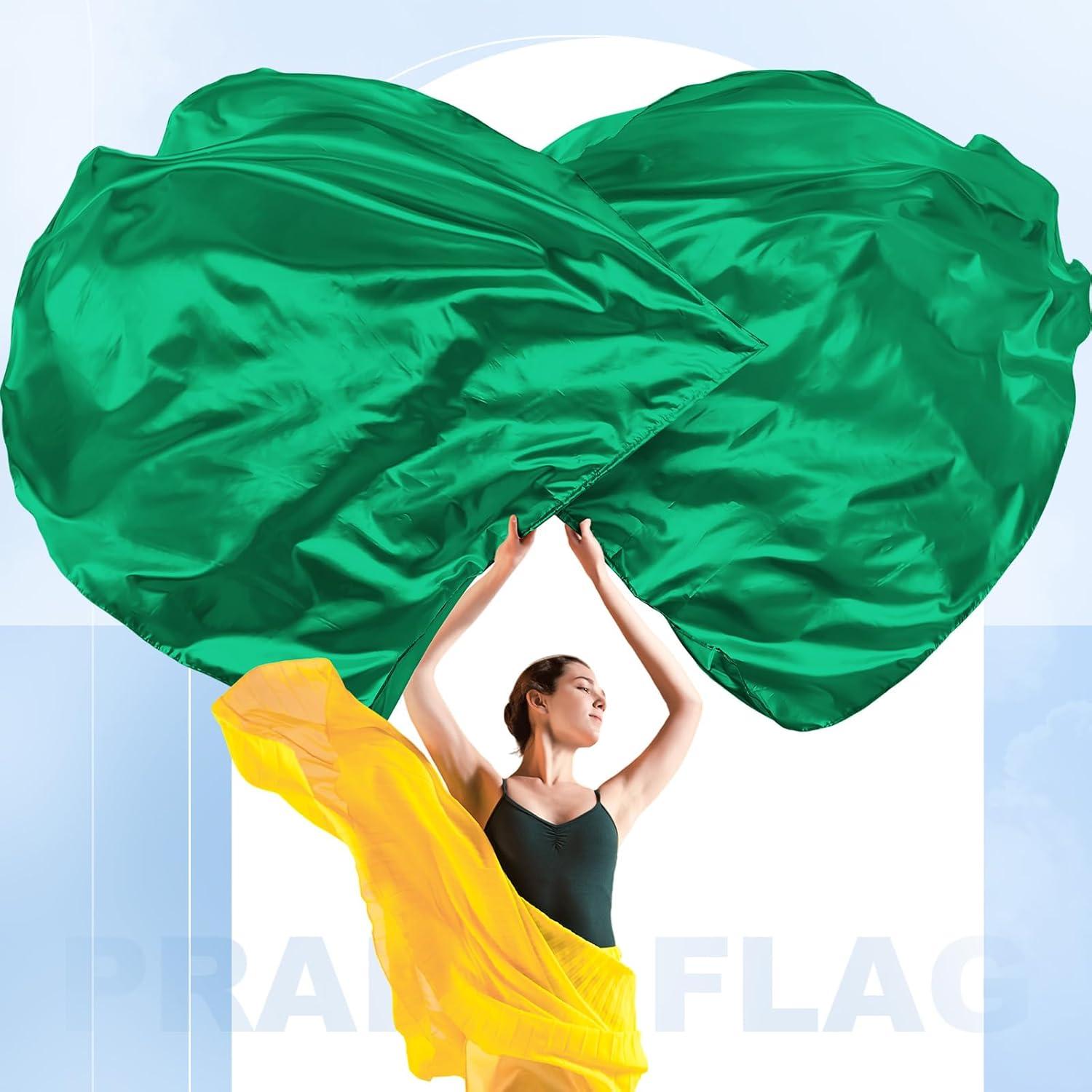 Jetec Banderas de Alabanza para Danza 140 cm Verde - 2 Set