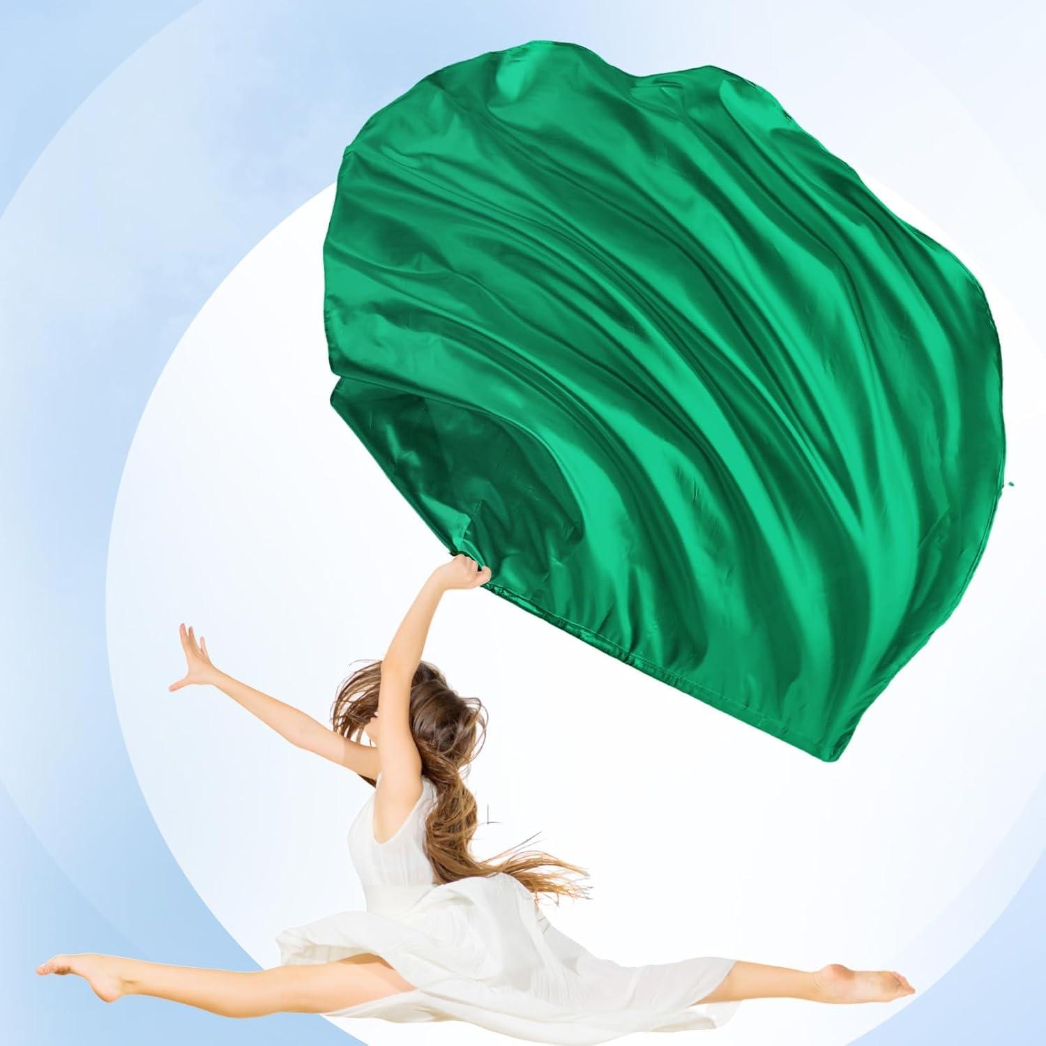 Jetec Banderas de Alabanza para Danza 140 cm Verde - 2 Set