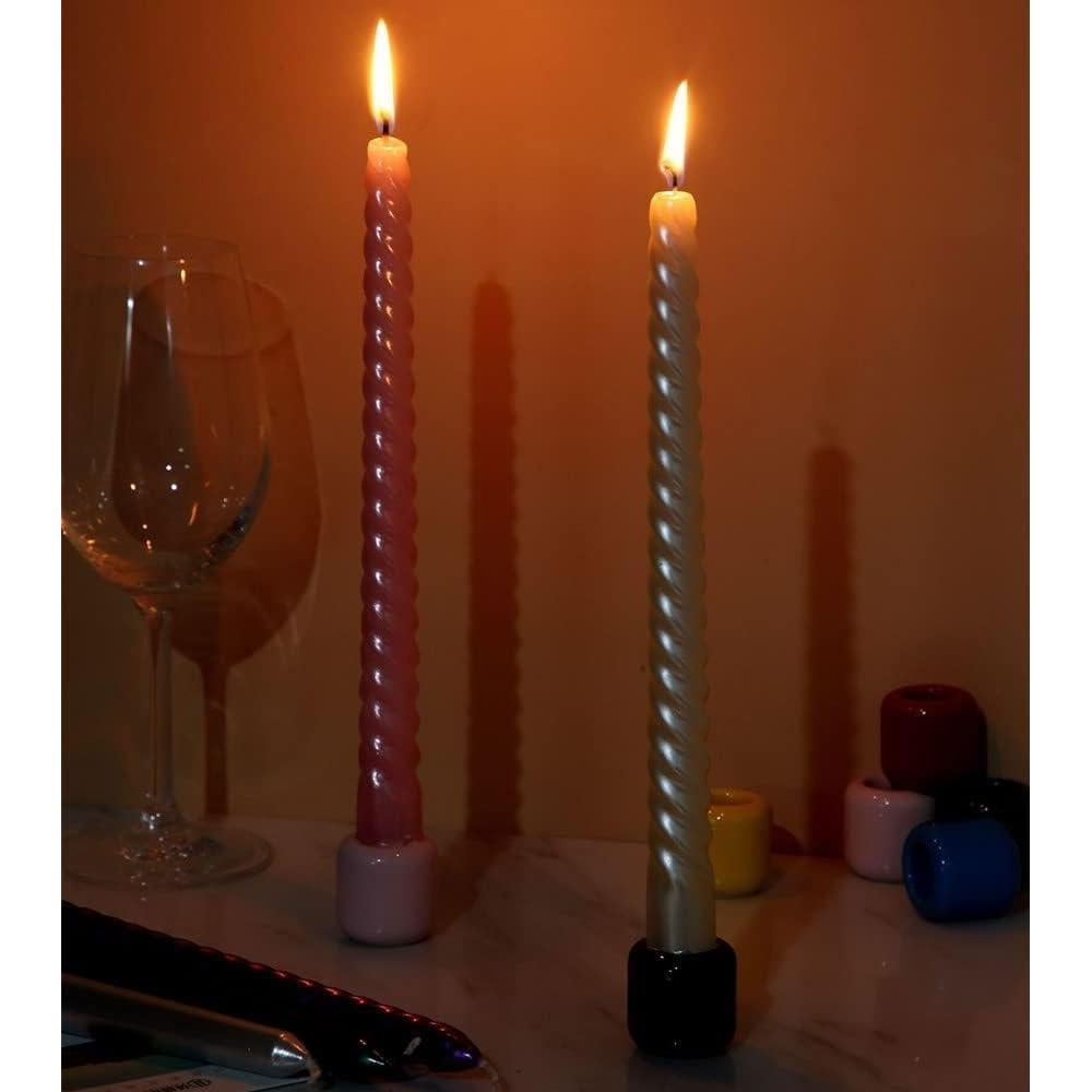 Juego de 8 Soportes de Velas Cerámica XZJMY 1.8 cm Negro/Blanco