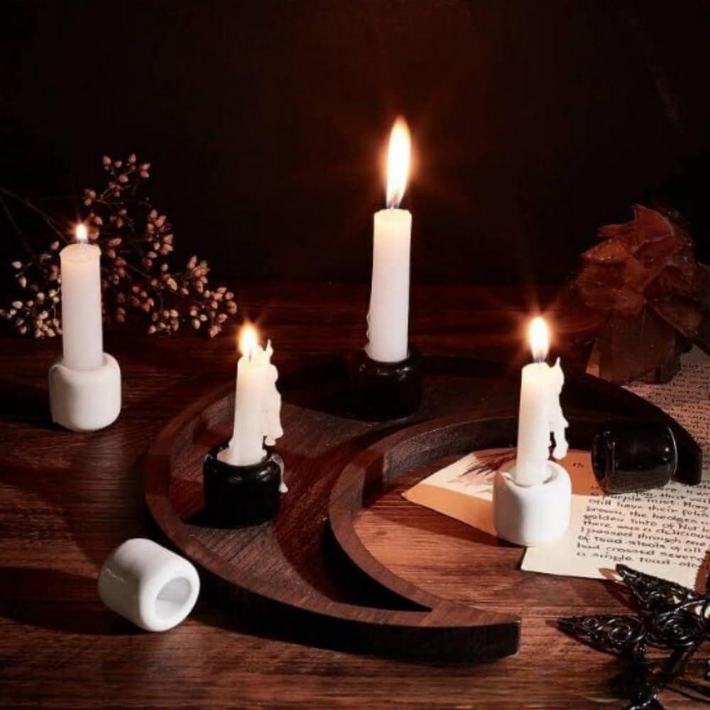 Juego de 8 Soportes de Velas Cerámica XZJMY 1.8 cm Negro/Blanco