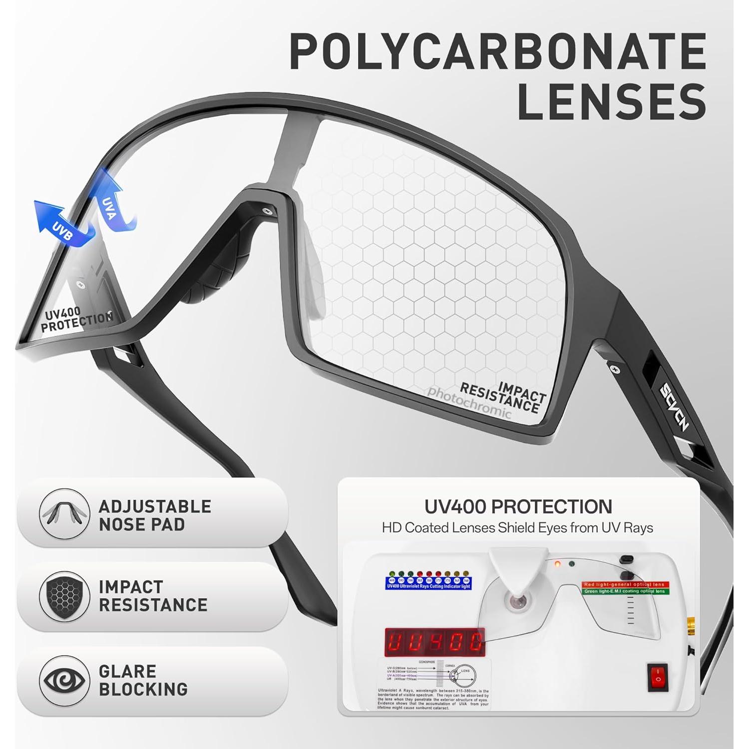Gafas de Ciclismo Fotoquímicas SCVCN UV400 Negras