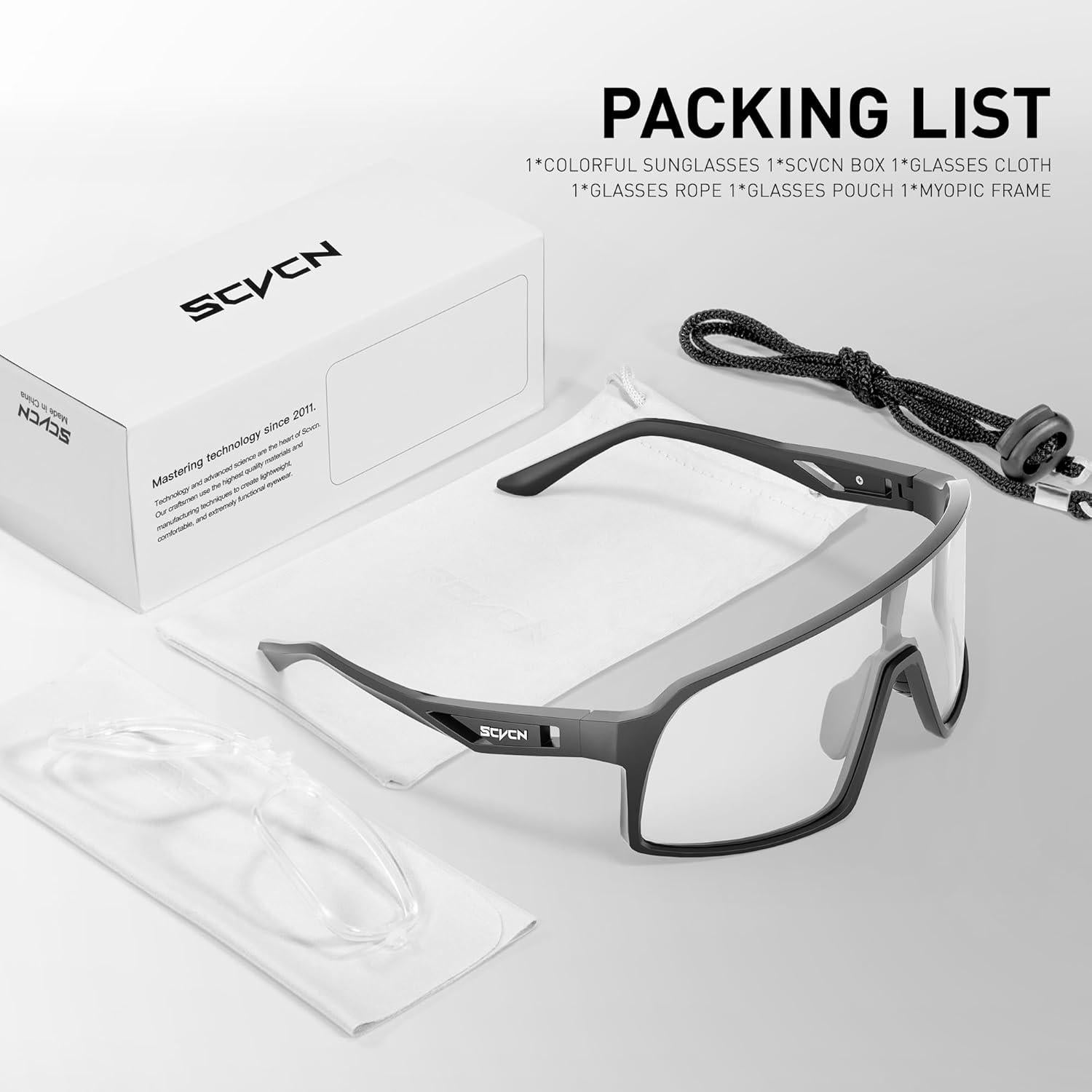 Gafas de Ciclismo Fotoquímicas SCVCN UV400 Negras