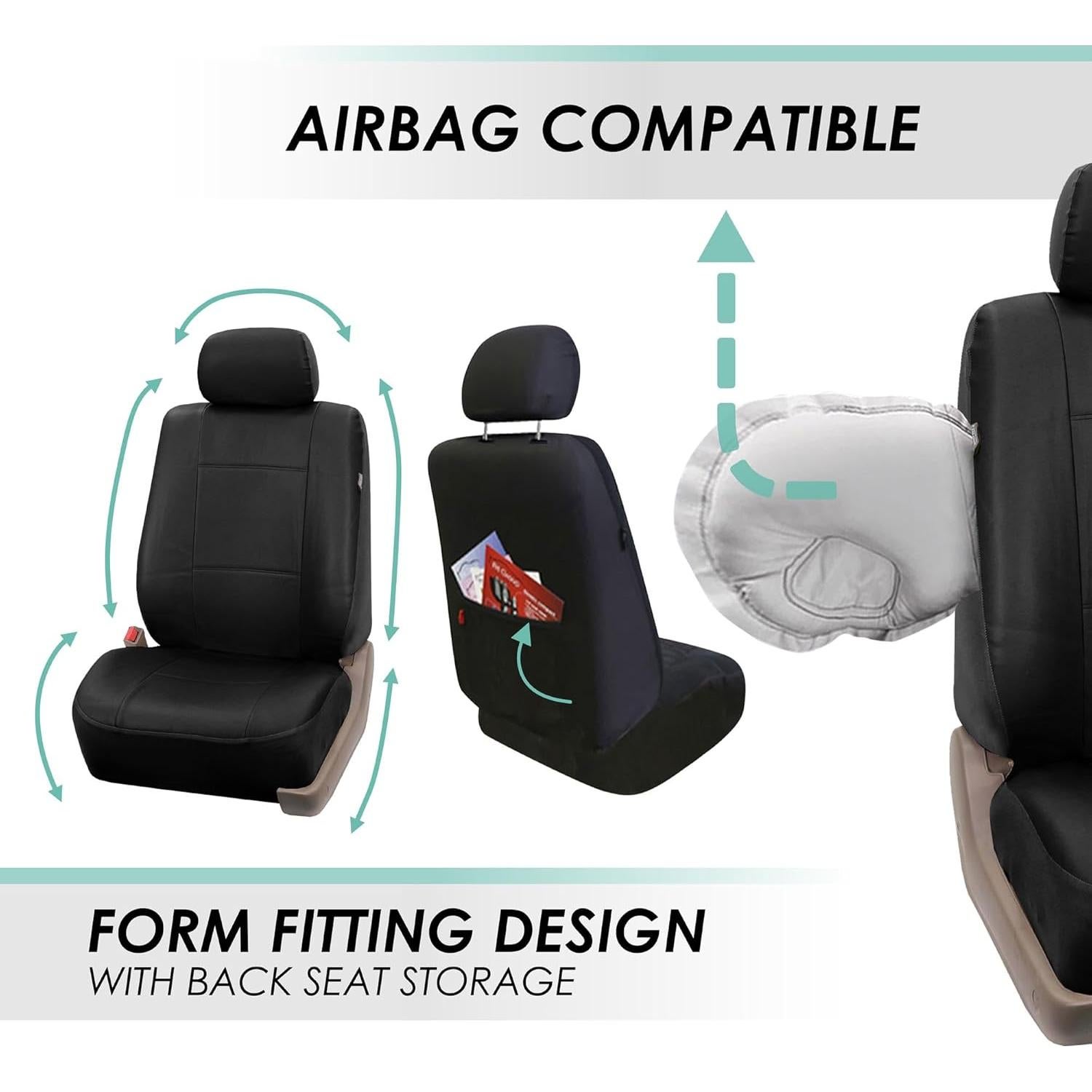 Cubiertas de Asiento de Coche FH Group PU Negro Ajuste Universal