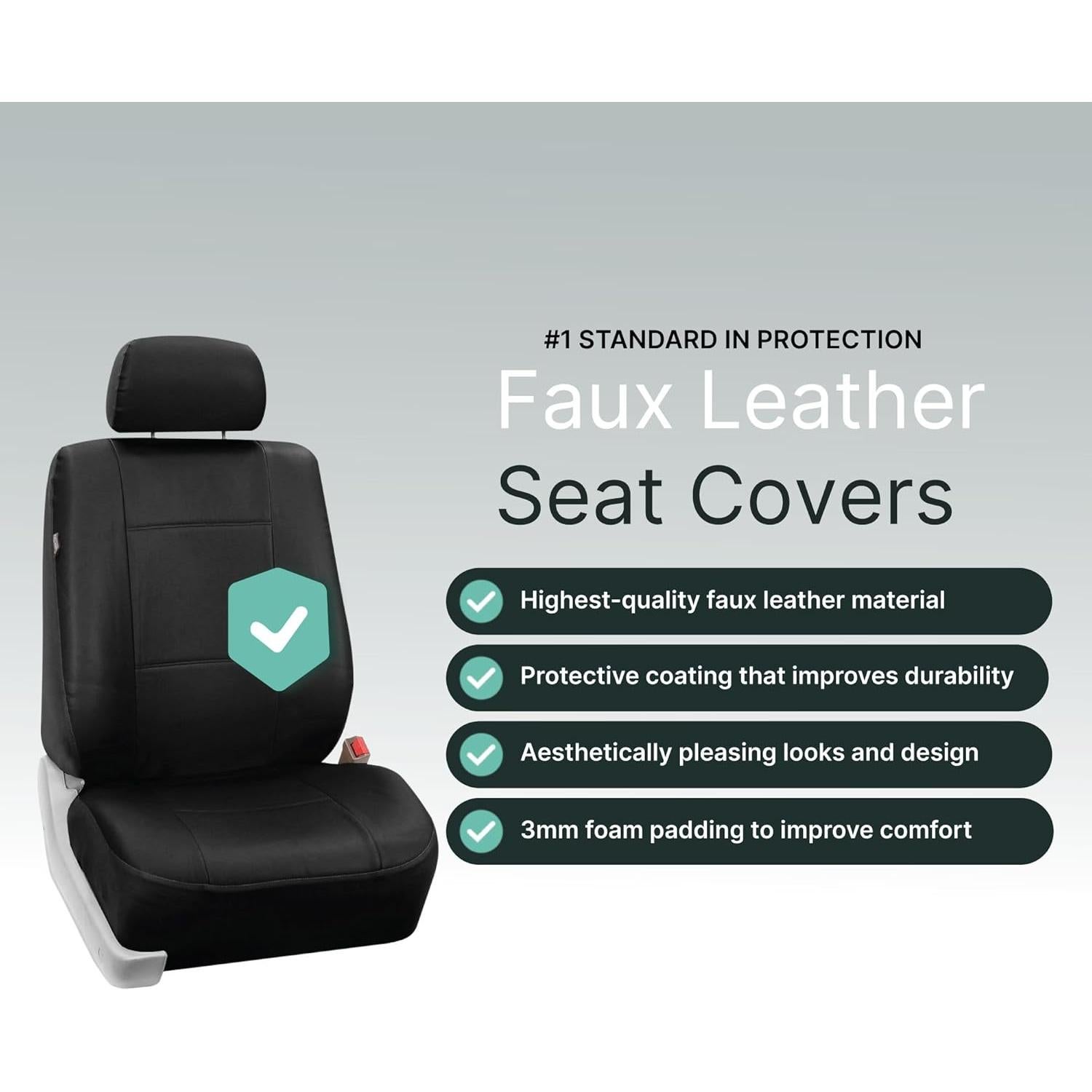 Cubiertas de Asiento de Coche FH Group PU Negro Ajuste Universal