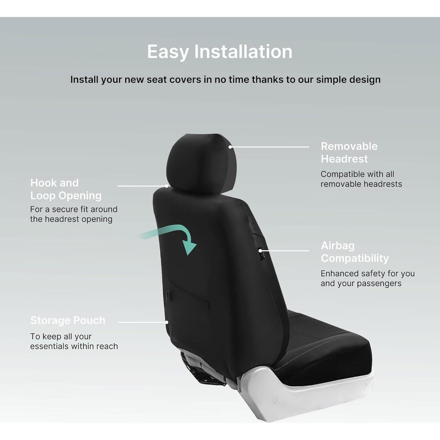 Cubiertas de Asiento de Coche FH Group PU Negro Ajuste Universal