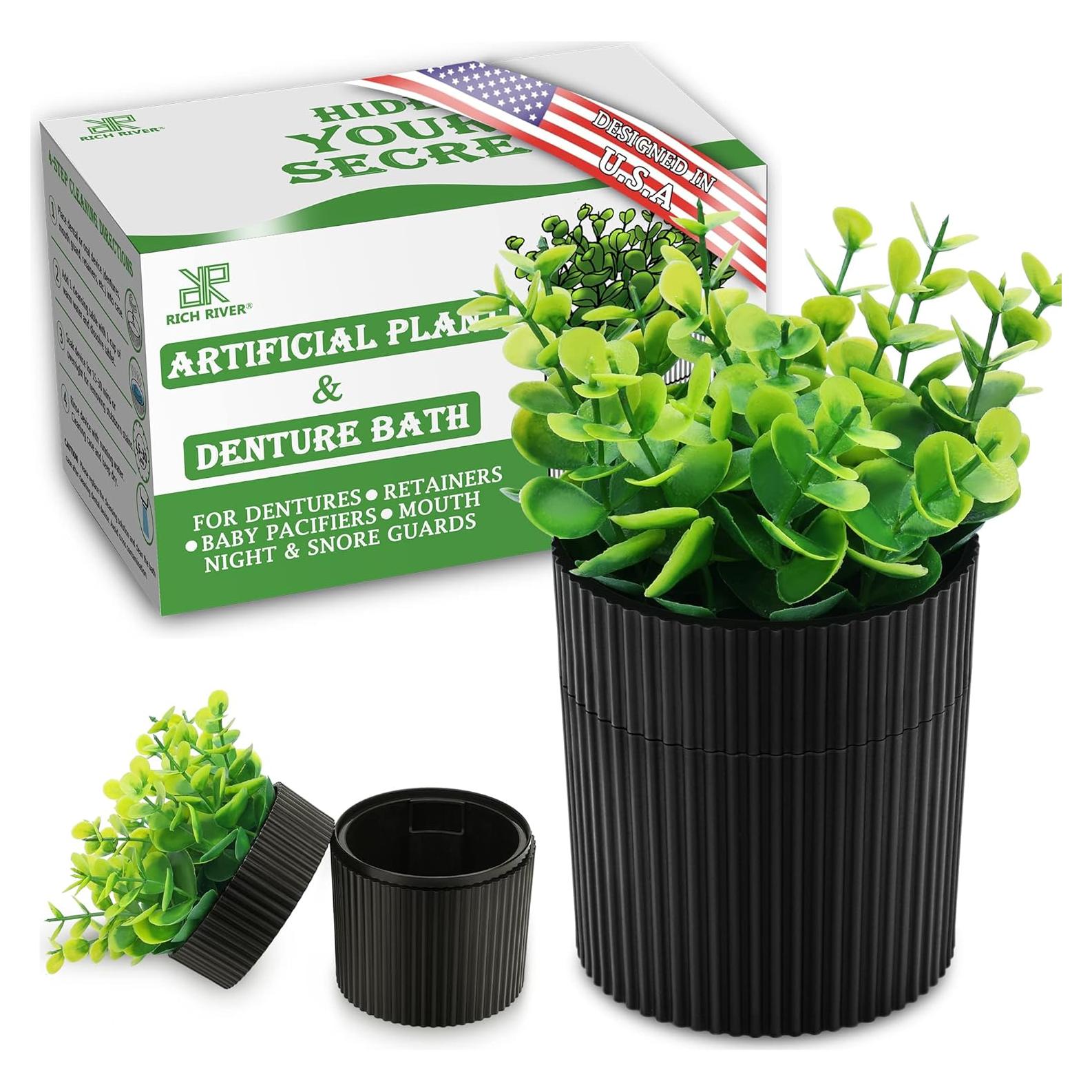 Estuche para Dentaduras YCROJBK con Diseño de Eucalipto 9.4x16.5cm