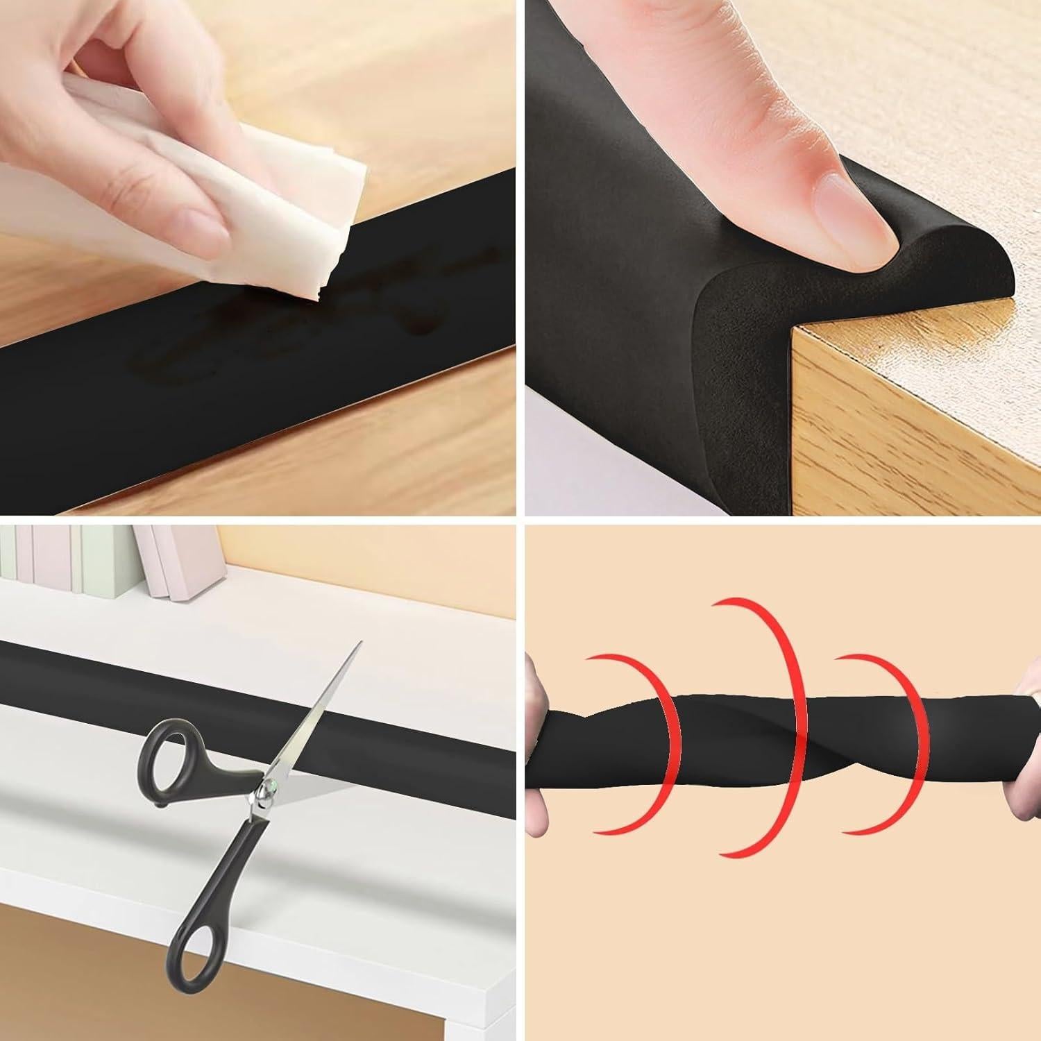 Protector de Esquinas y Bordes para Bebés Grelex 3.81m Negro