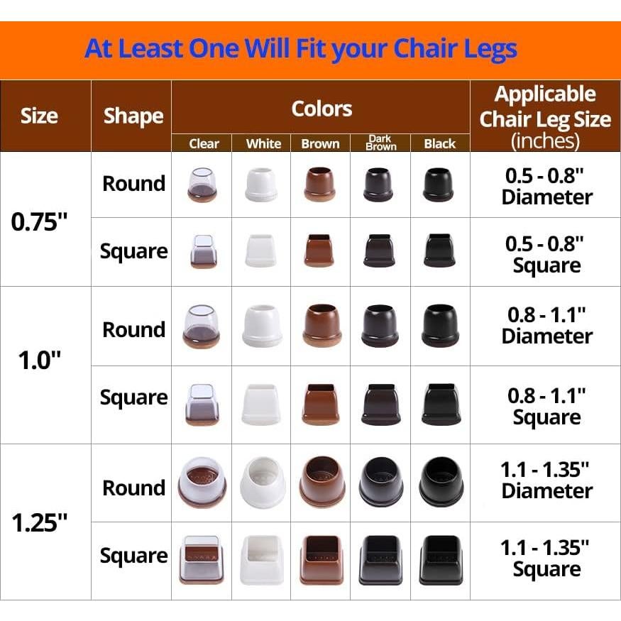 Protectores de Piso para Patas de Silla ARTHURS 16 Pcs Silicona Negra