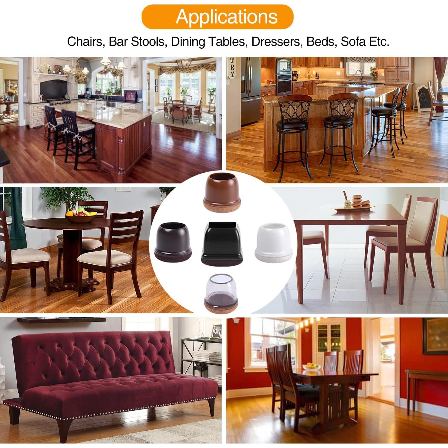 Protectores de Piso para Patas de Silla ARTHURS 16 Pcs Silicona Negra