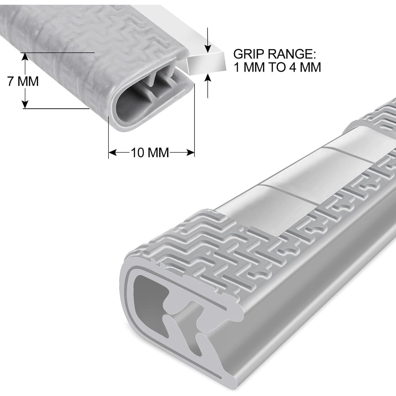 MYFAMIREA 13Ft(4M) Long Car Door Edge Guards, U Shape Edge Trim Rubber Seal Protector Car Door Protection Anti-Collision Rubber Clips Easy to Cut No Need Adhesive Fit for Most Vehicles| Grey