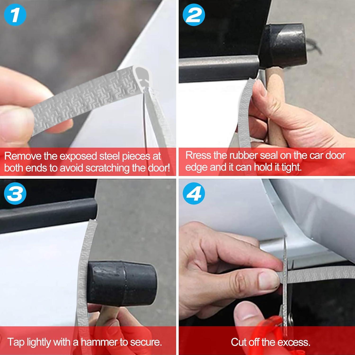 MYFAMIREA 13Ft(4M) Long Car Door Edge Guards, U Shape Edge Trim Rubber Seal Protector Car Door Protection Anti-Collision Rubber Clips Easy to Cut No Need Adhesive Fit for Most Vehicles| Grey