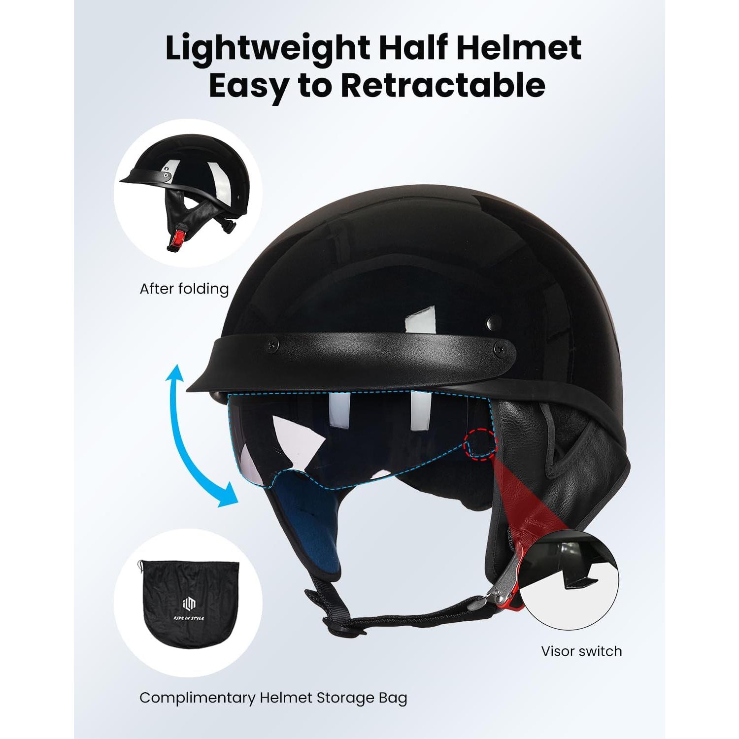 Casco Motocicleta ILM Modelo-205V Negro Brillante S