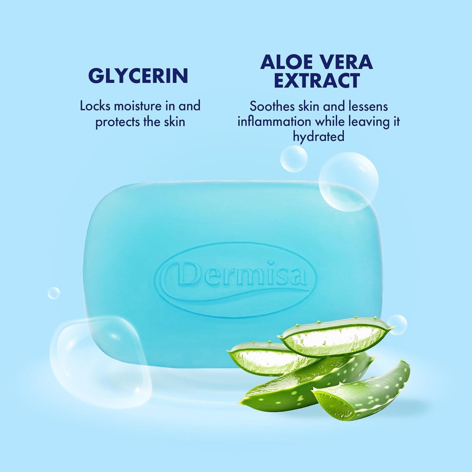 Barra de Glicerina Dermisa con Aloe Vera 85g - Jabón Natural Sin Parabenos