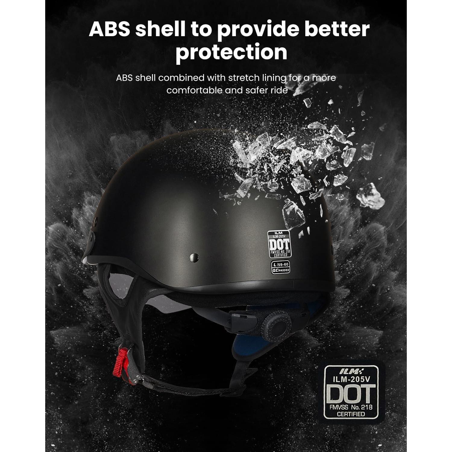 ILM Casco Moto Abierto 205V Negro Mate XXL con Visera Solar