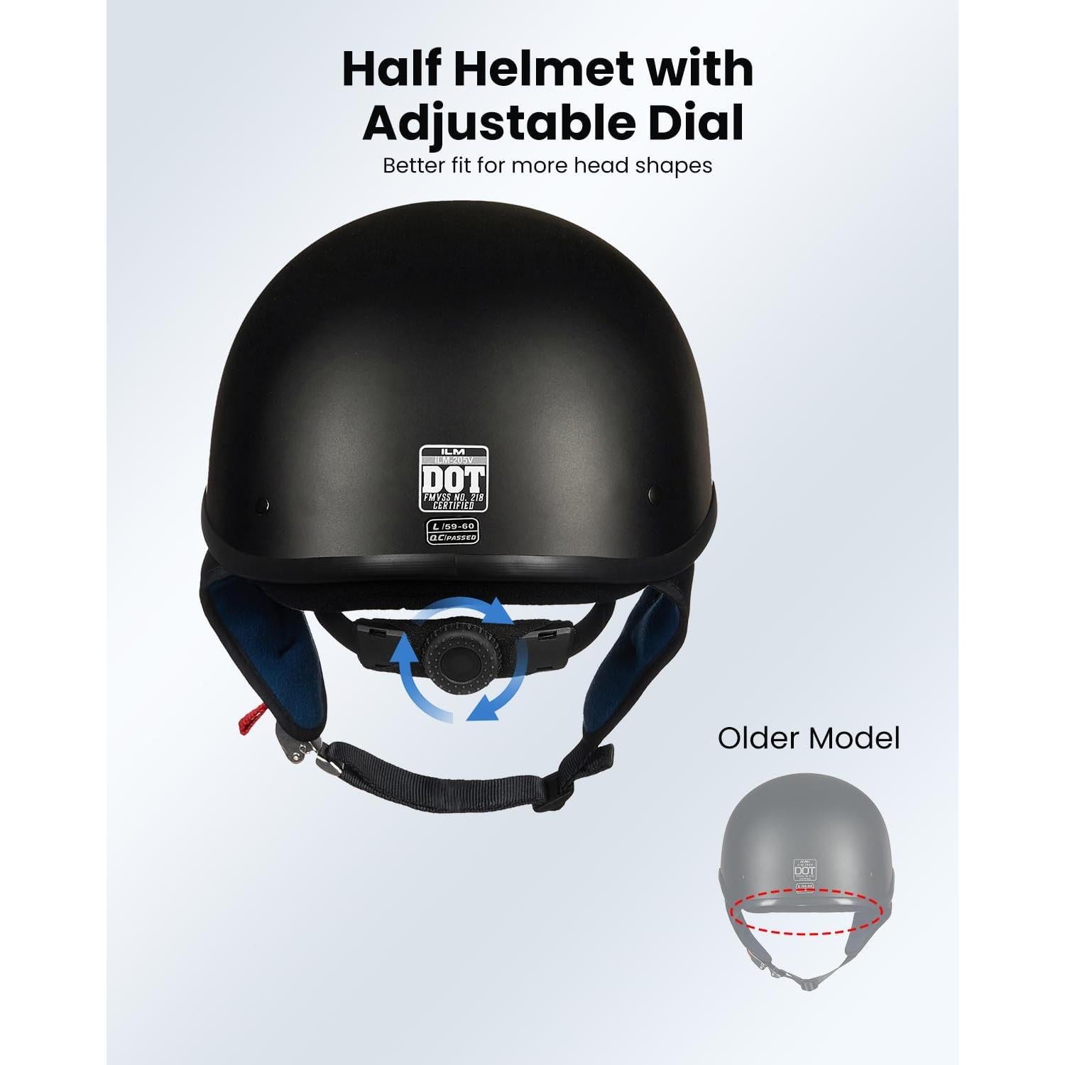 ILM Casco Moto Abierto 205V Negro Mate XXL con Visera Solar