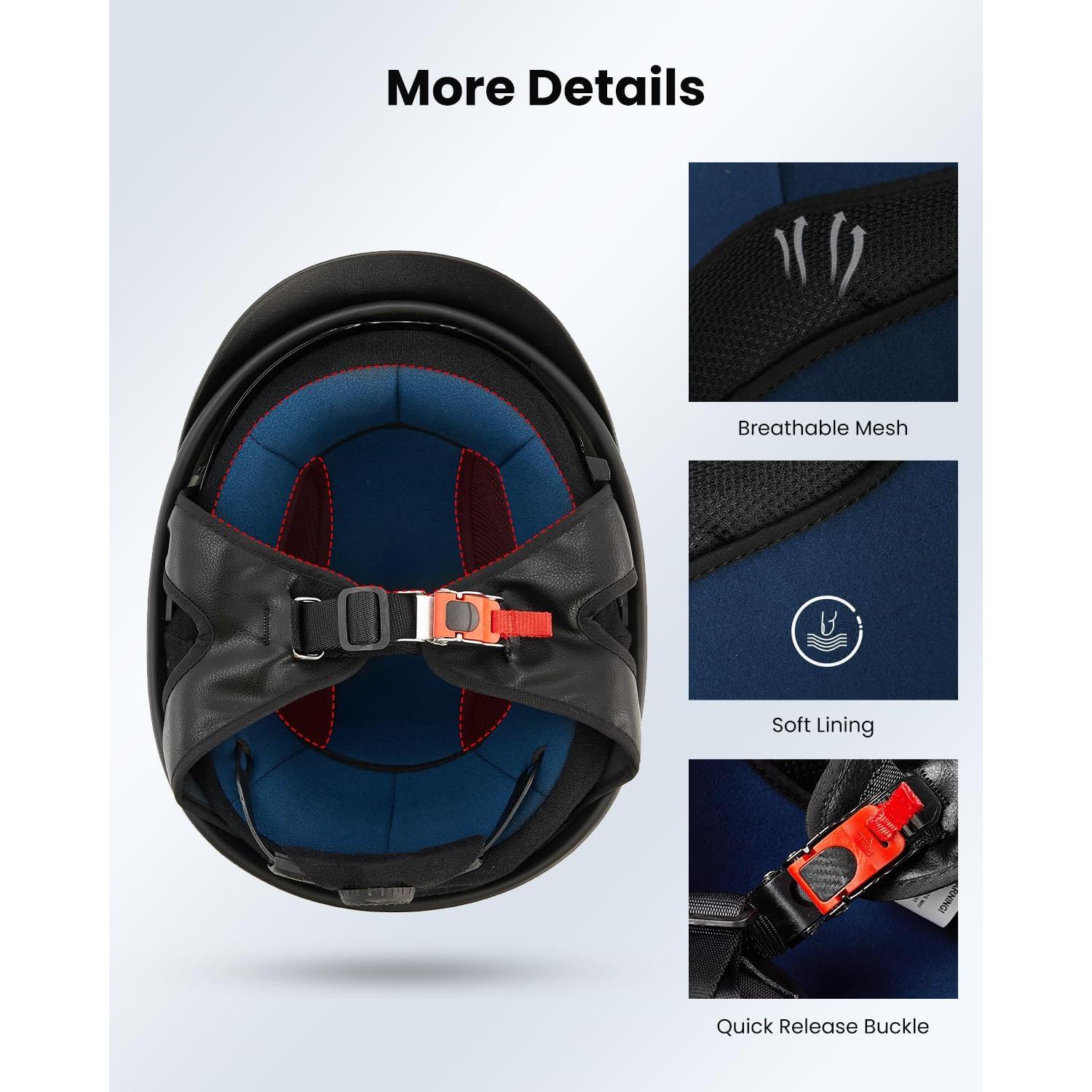 ILM Casco Moto Abierto 205V Negro Mate XXL con Visera Solar