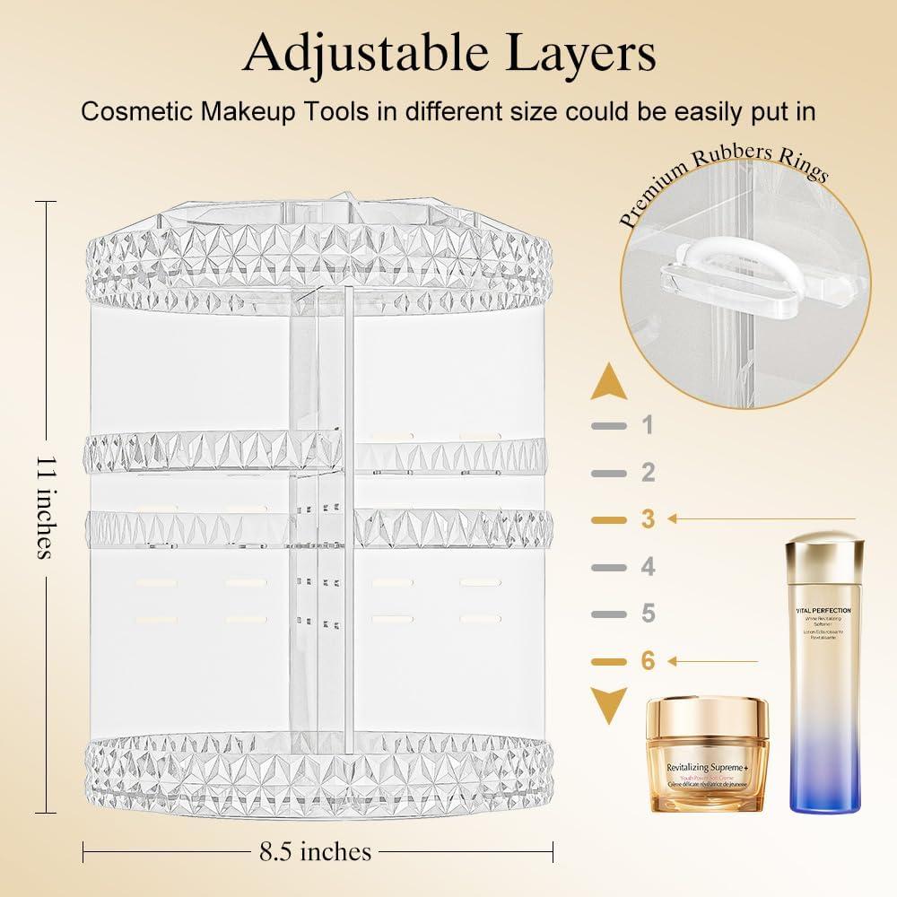 Organizador de Maquillaje Giratorio Famitree 360° Acrílico Transparente