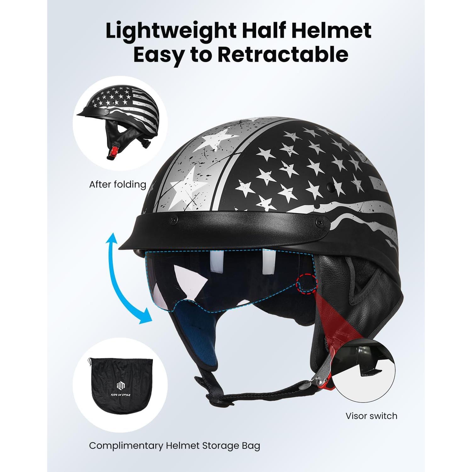 Casco Abierto ILM 205V con Visera Solar Bandera Patriótica