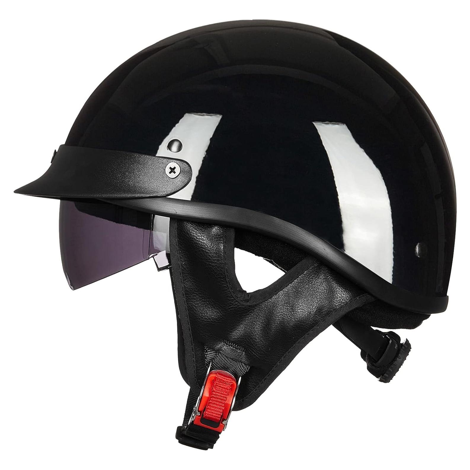 Casco Motocicleta ILM-205V Negro Brillante con Visera Solar