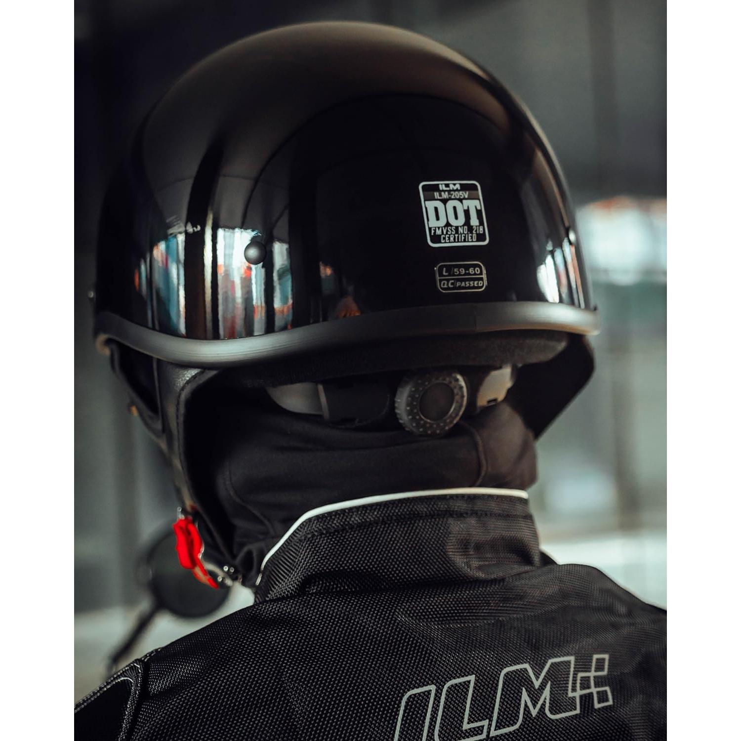 Casco Motocicleta ILM-205V Negro Brillante con Visera Solar