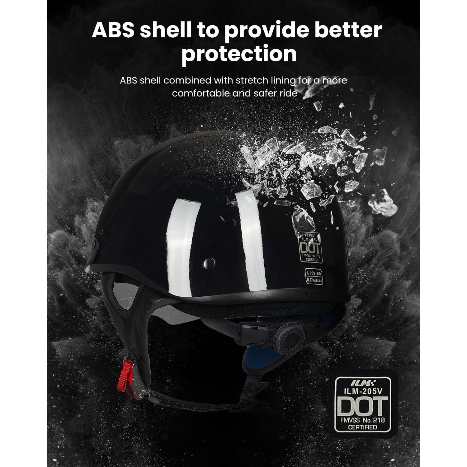 Casco Motocicleta ILM-205V Negro Brillante XL Aprobado DOT