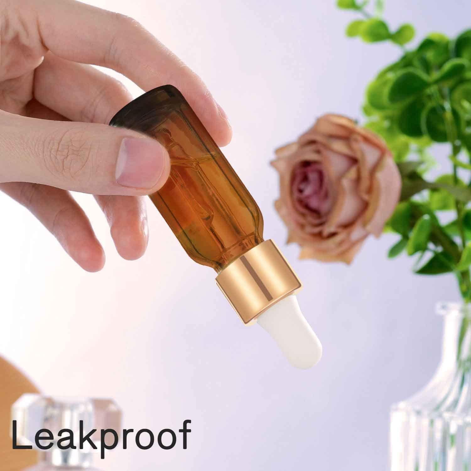 Botellas Cuentagotas de Vidrio Ámbar 15 ml PrettyCare - 24 Pcs