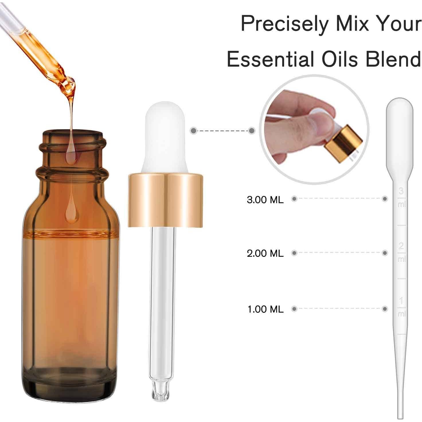 Botellas Cuentagotas de Vidrio Ámbar 15 ml PrettyCare - 24 Pcs