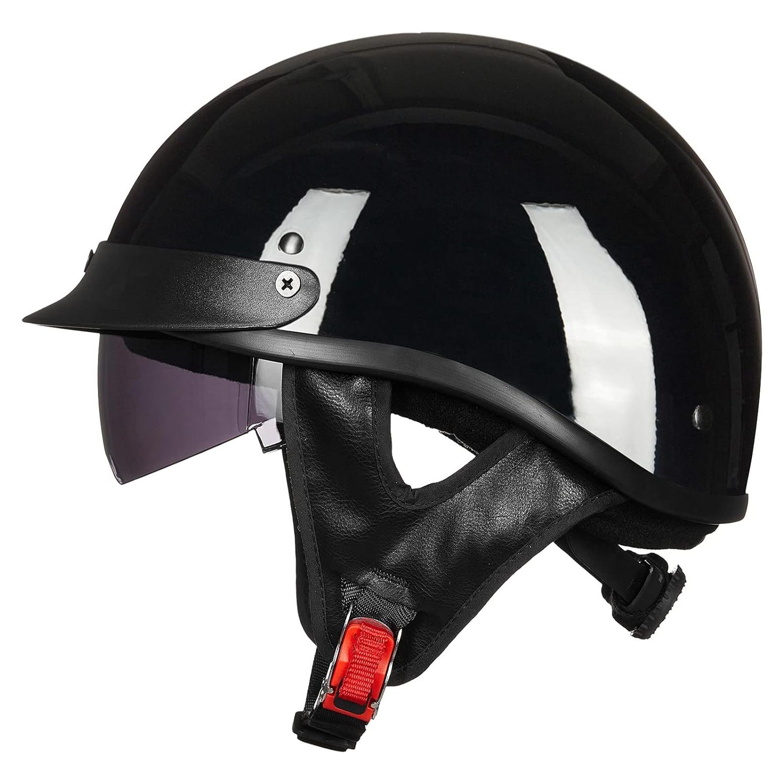 ILM Casco Medio Motocicleta 205V Negro Brillante XXL