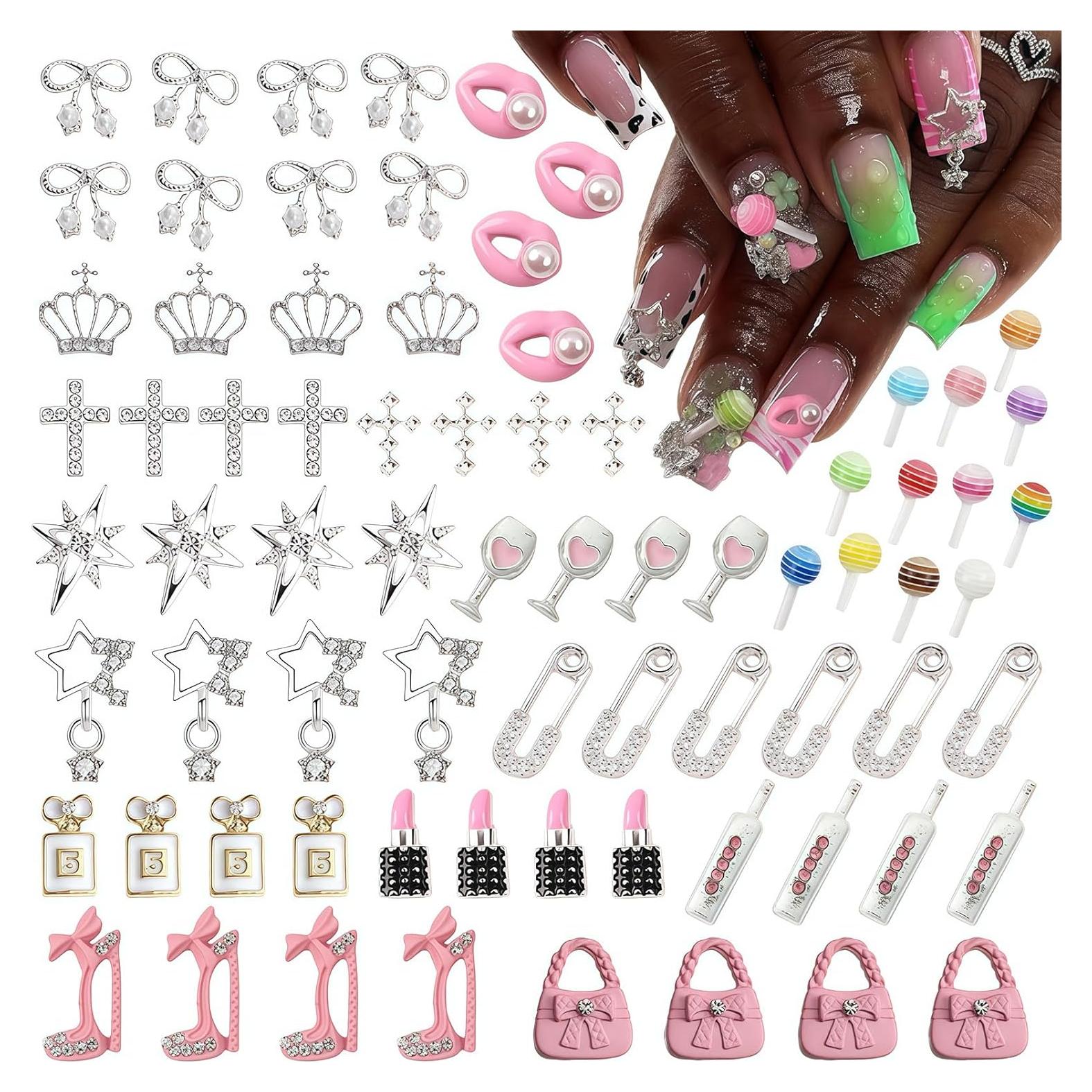 Set de 84 Encantos de Uñas Pizadix - Estrellas, Labios y Más