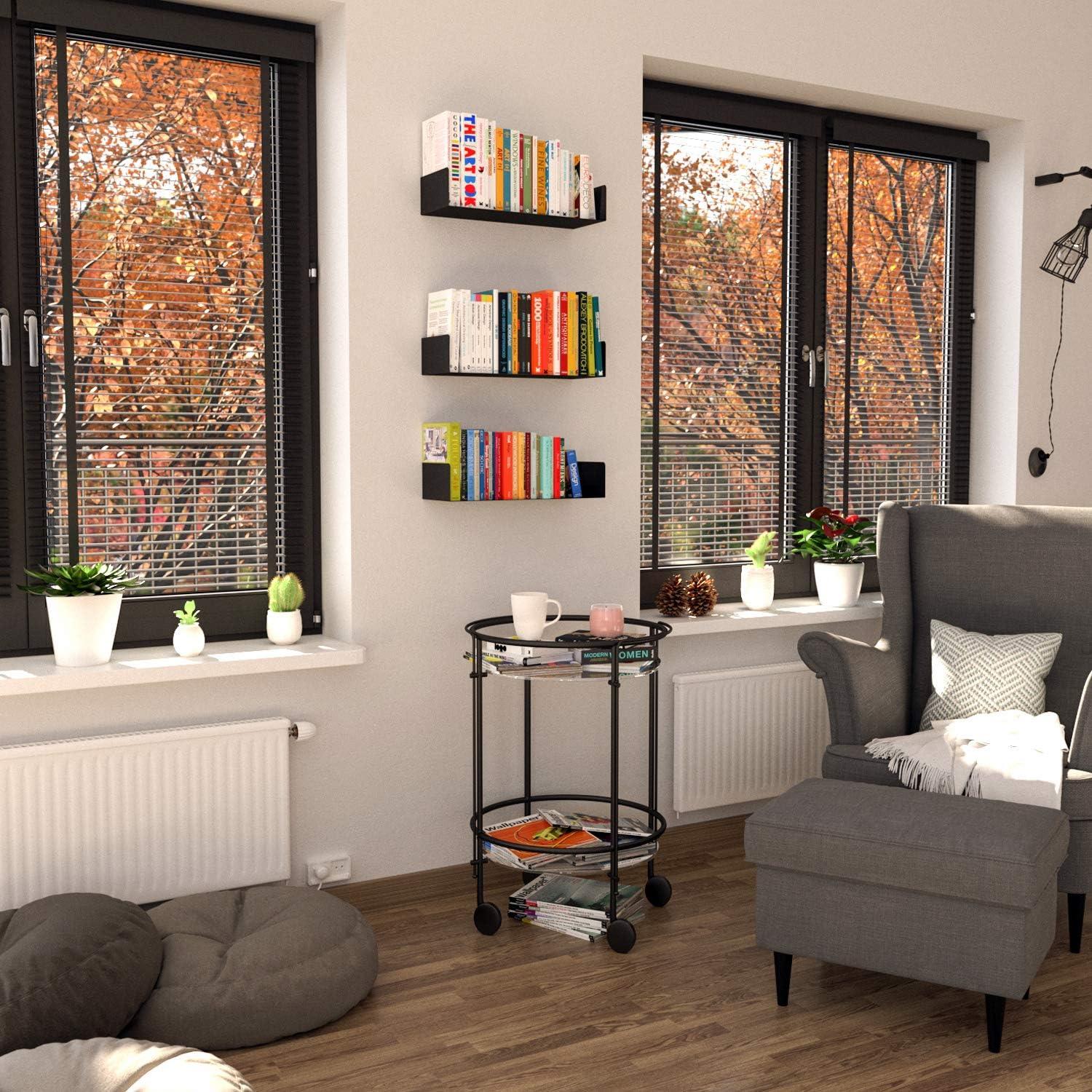 Estante Flotante de Metal Wallniture Bali Negro Set de 3