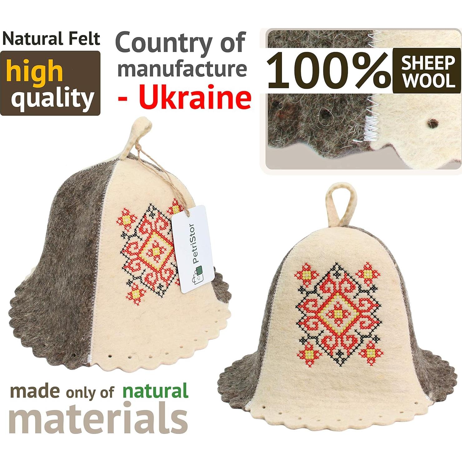 Sombrero de Sauna PetriStor Lana Rojo Tamaño Grande