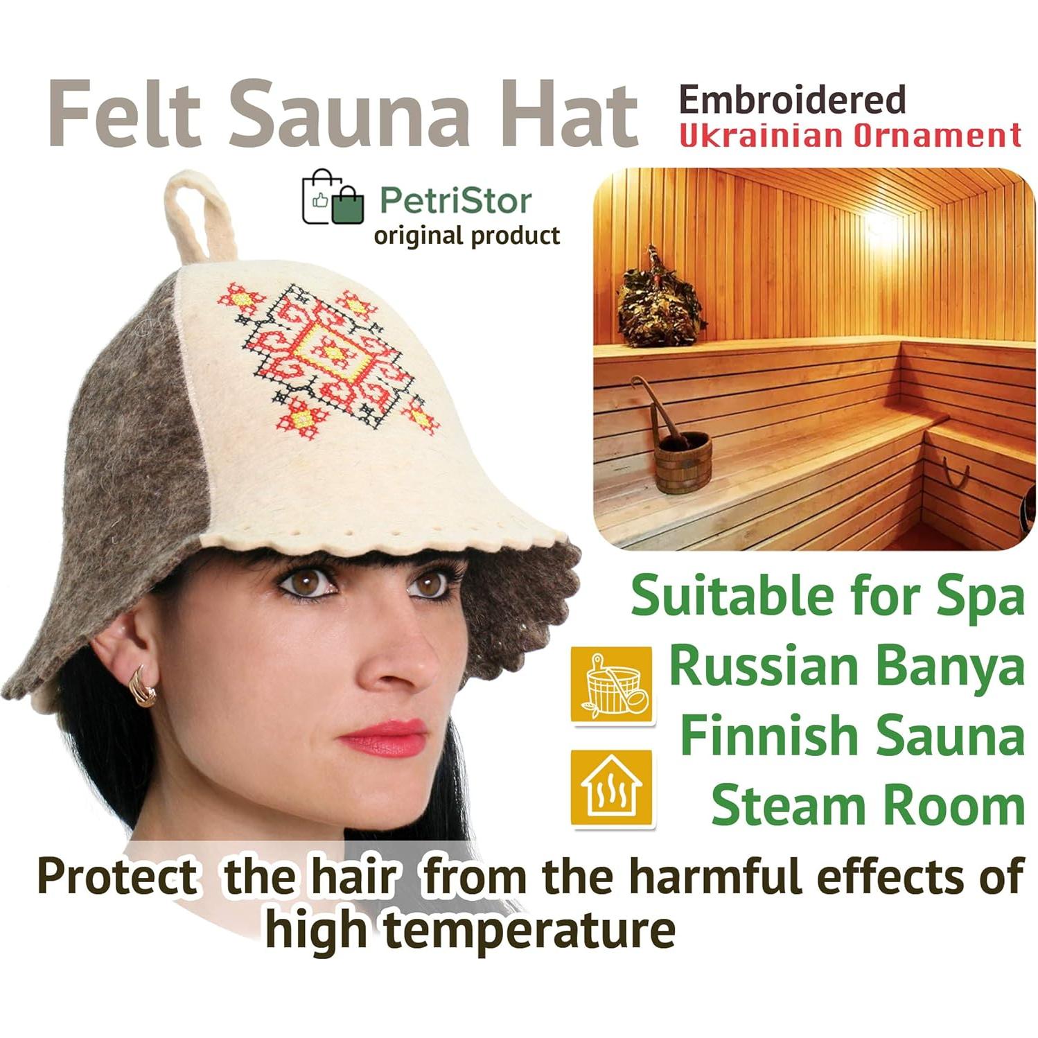 Sombrero de Sauna PetriStor Lana Rojo Tamaño Grande