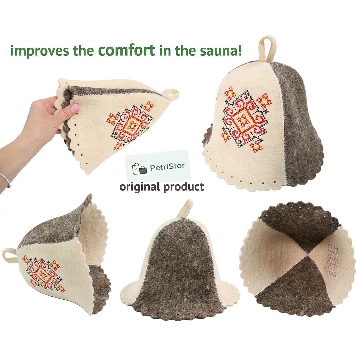 Sombrero de Sauna PetriStor Lana Rojo Tamaño Grande