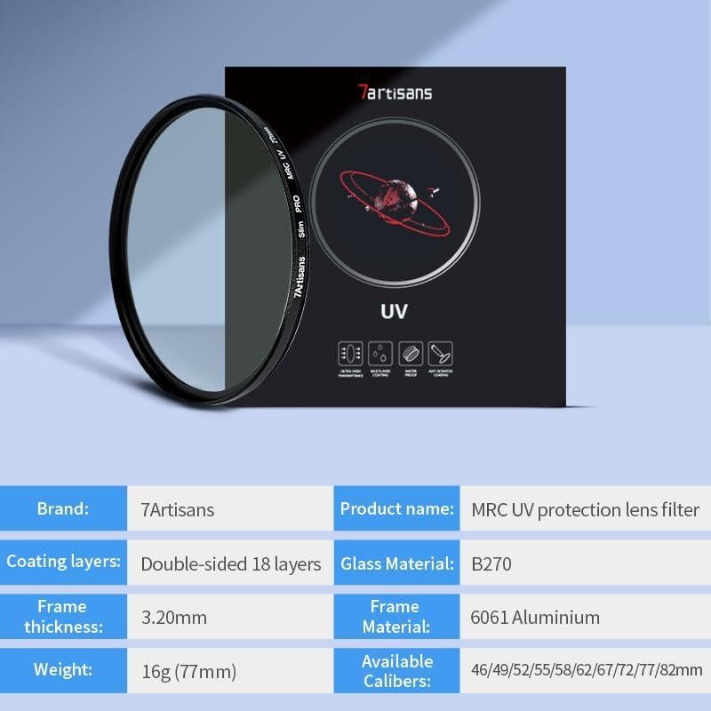 Filtro UV 7artisans MRC 43mm Ultra Delgado Alta Definición