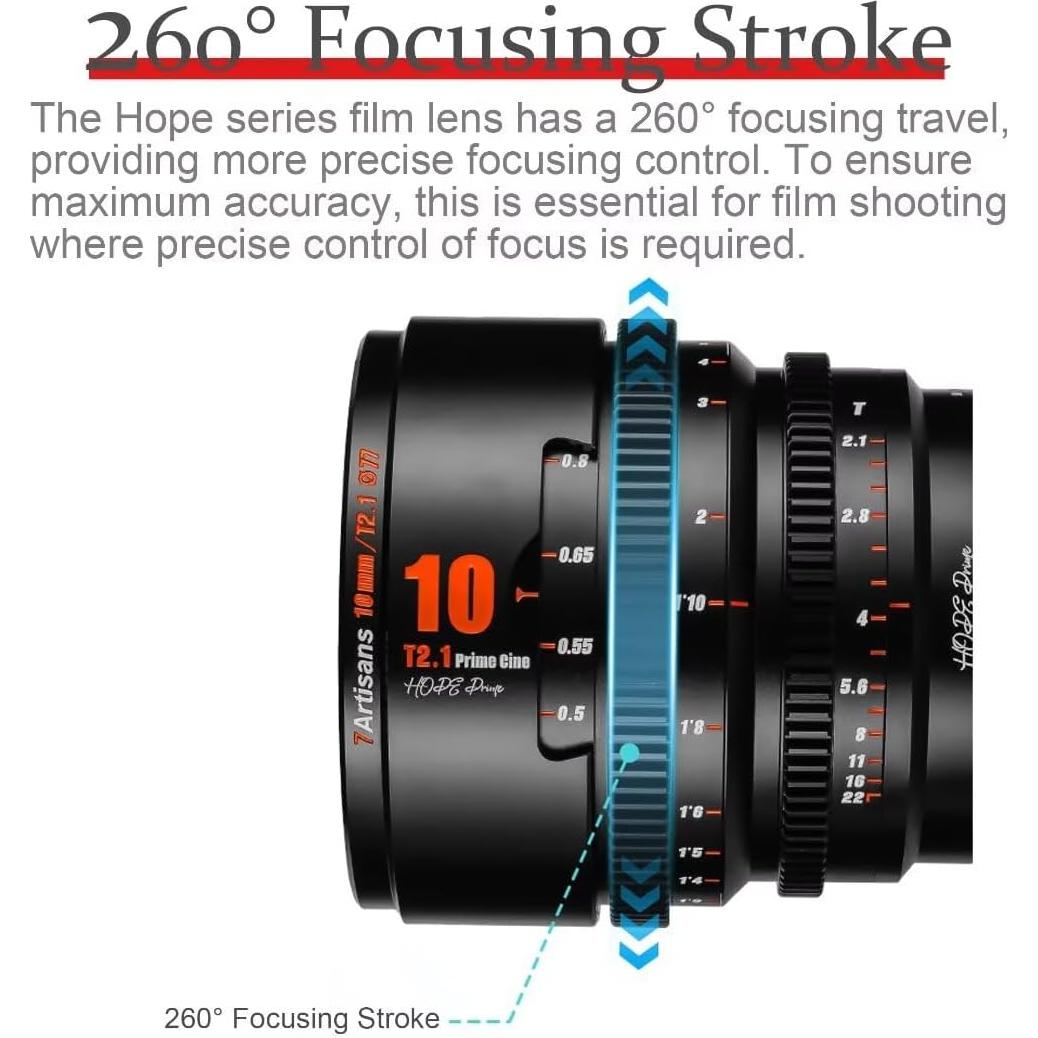Lente de Cine 7artisans T2.1 10mm para Canon RF - Gran Apertura