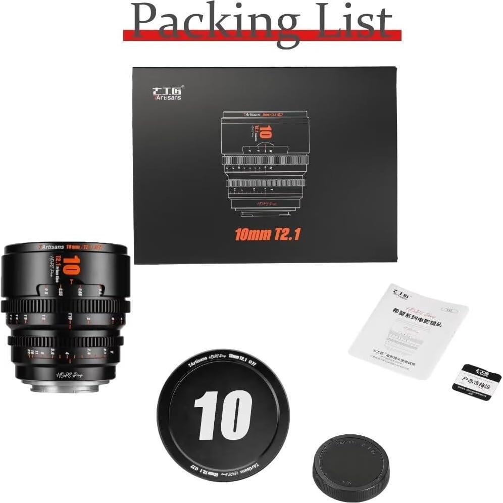 Lente de Cine 7artisans T2.1 10mm para Canon RF - Gran Apertura