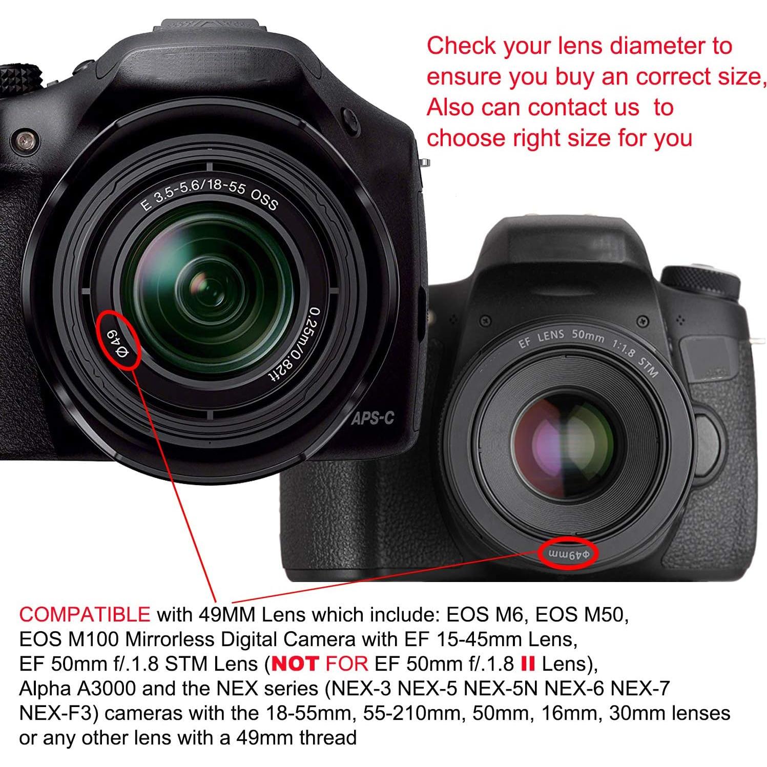 Juego de Parasoles 49mm Veatree para Lentes Canon y Sony