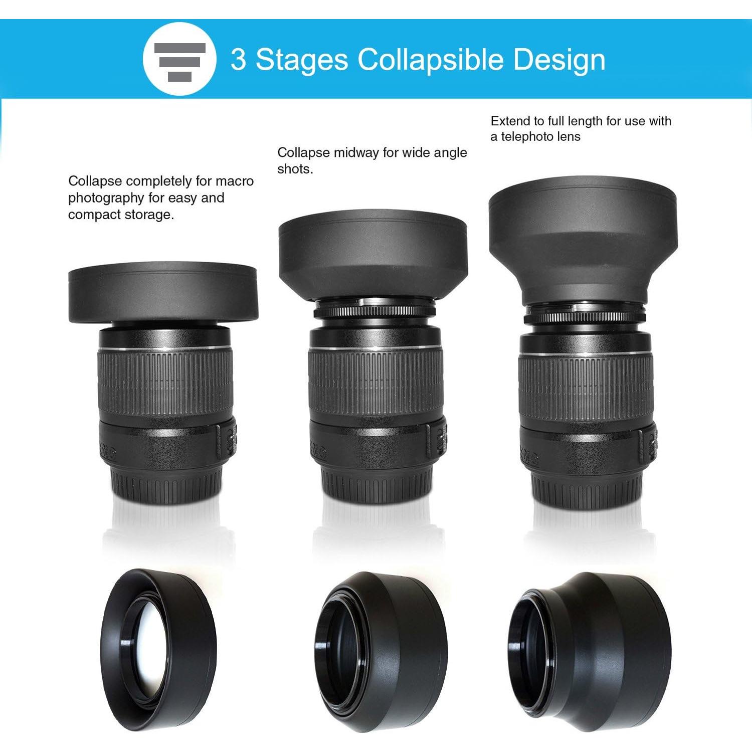 Juego de Parasoles 49mm Veatree para Lentes Canon y Sony
