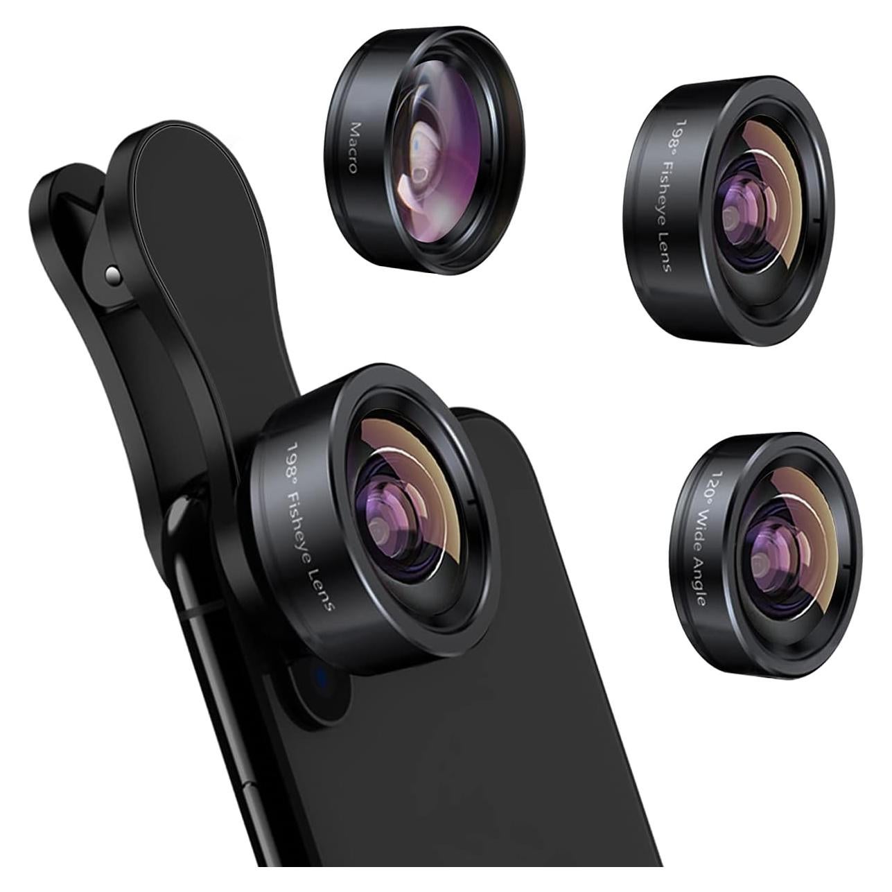 Kit de Lentes 3 en 1 KEYWING para Smartphone - Ojo de Pez, Gran Angular y Macro