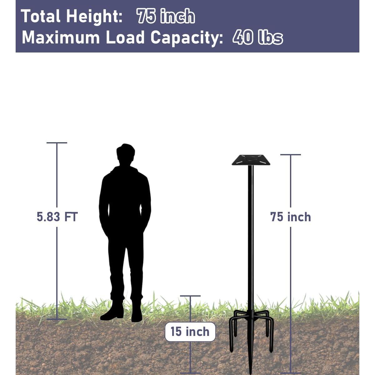 Soporte para Comederos de Aves Ansionsol 1.91m Ajustable Negro