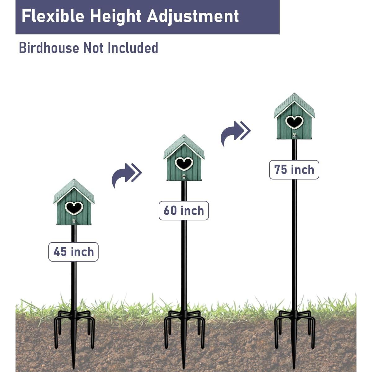 Soporte para Comederos de Aves Ansionsol 1.91m Ajustable Negro